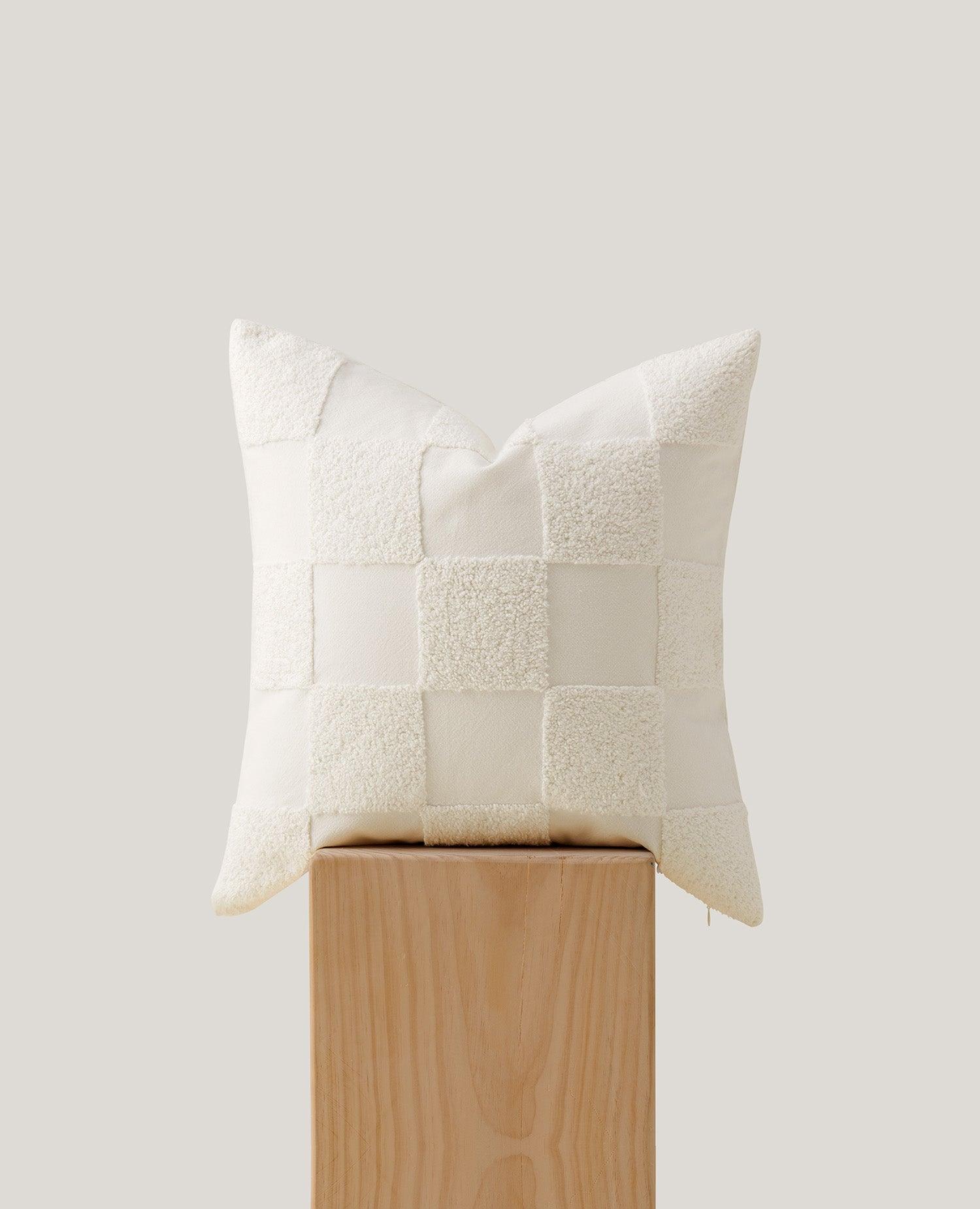 Tufted Checkered Cotton Throw Pillow Cover - Double Stitch By Bedsure