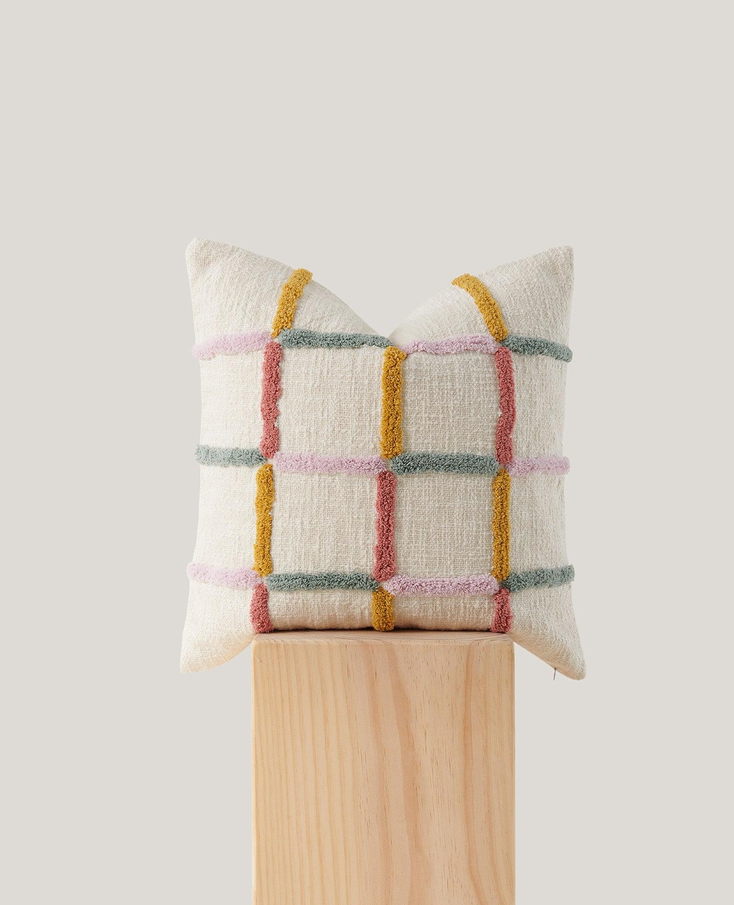 Tufted Checkered Cotton Throw Pillow Cover - Double Stitch By Bedsure