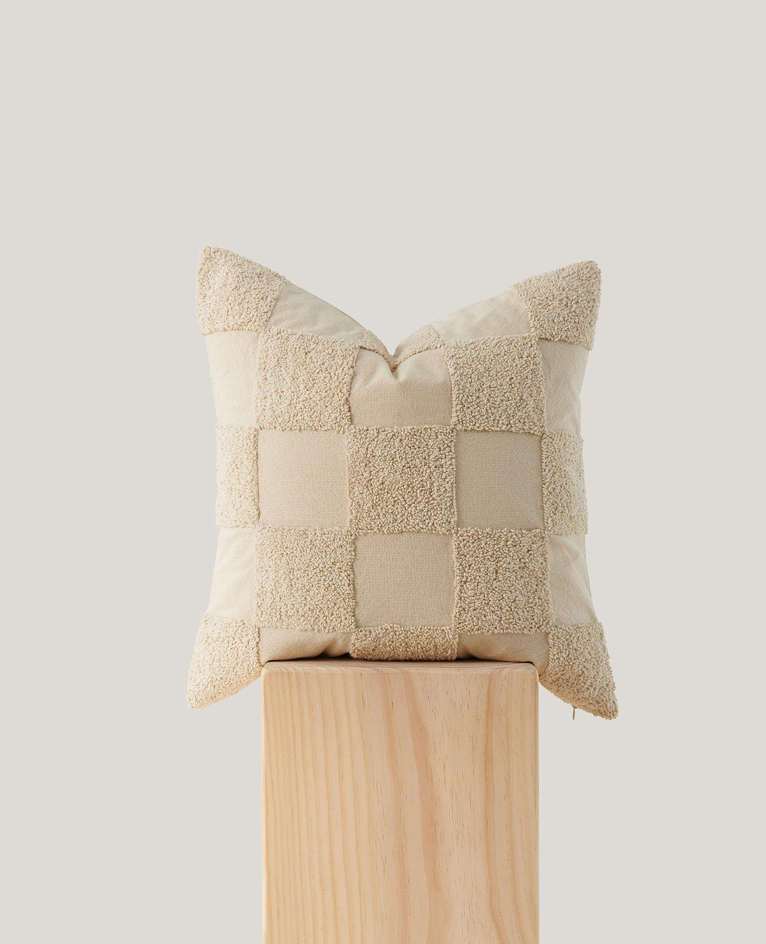 Tufted Checkered Cotton Throw Pillow Cover - Double Stitch By Bedsure