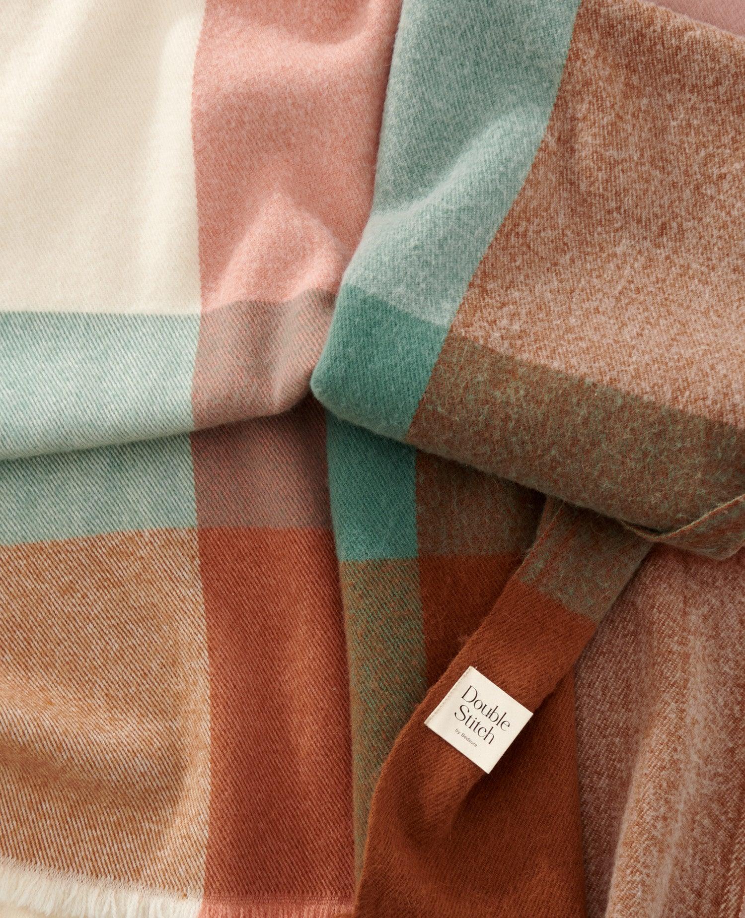 Alpaca-Wool Plaid Throw Blanket - Double Stitch By Bedsure