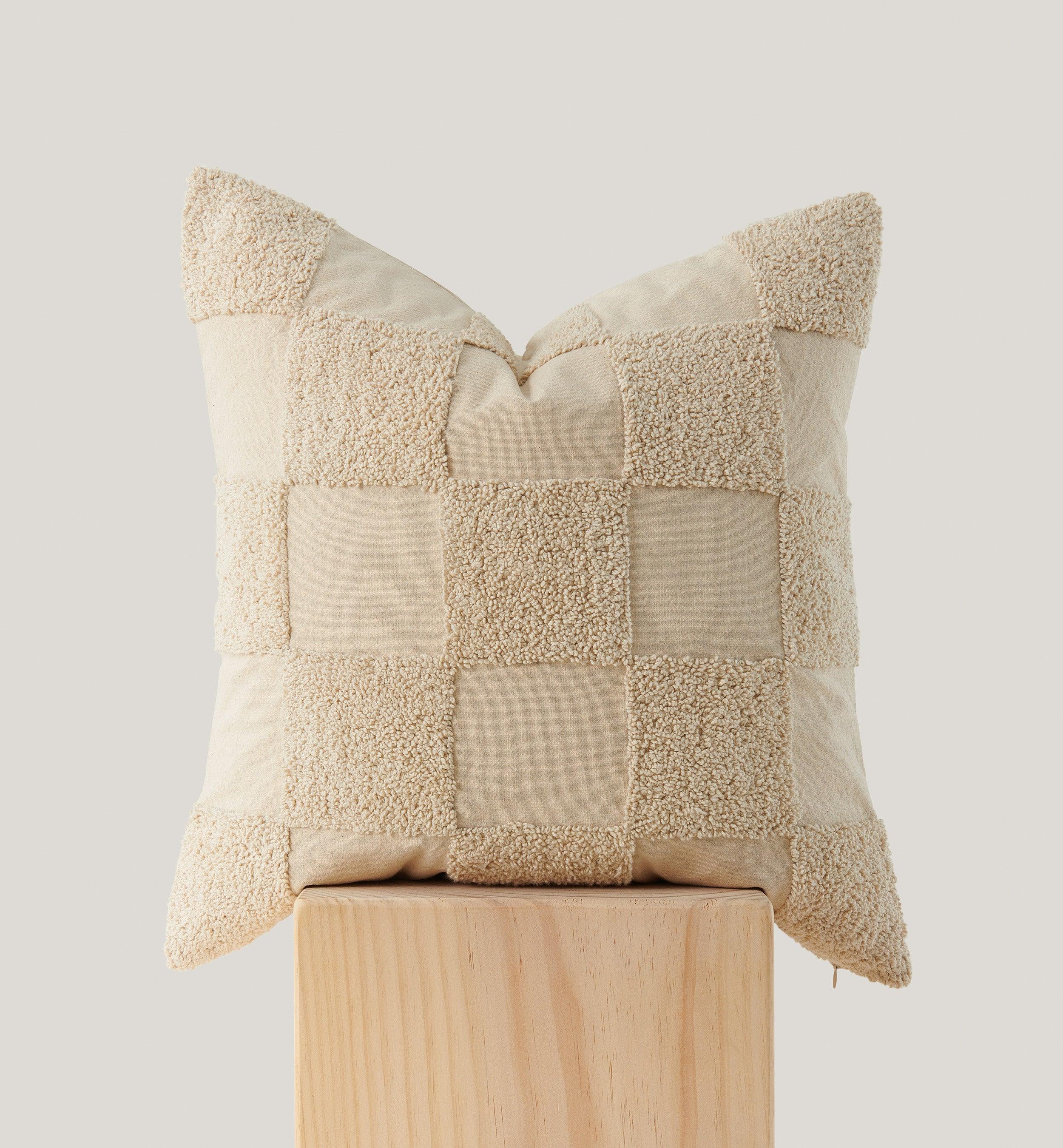 Tufted Checkered Cotton Throw Pillow Cover - Double Stitch By Bedsure