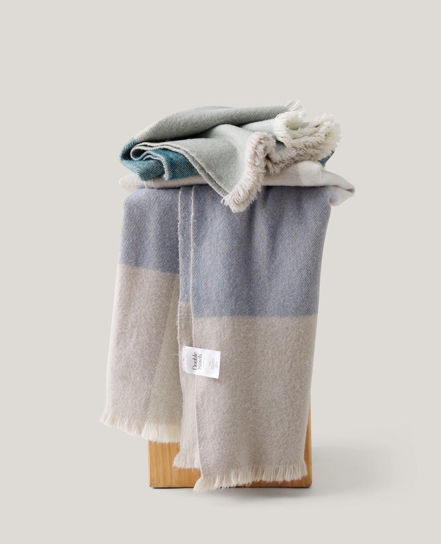 Alpaca-Wool Plaid Throw Blanket - Double Stitch By Bedsure