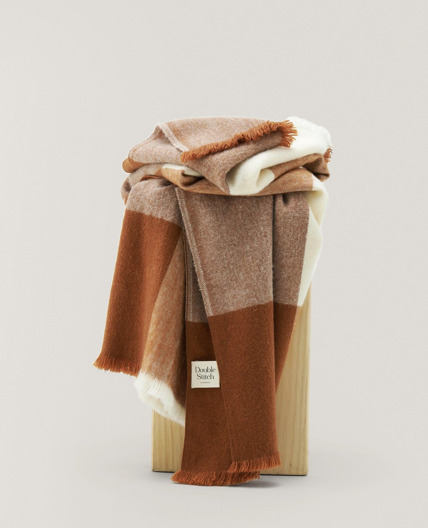 Alpaca-Wool Plaid Throw Blanket - Double Stitch By Bedsure