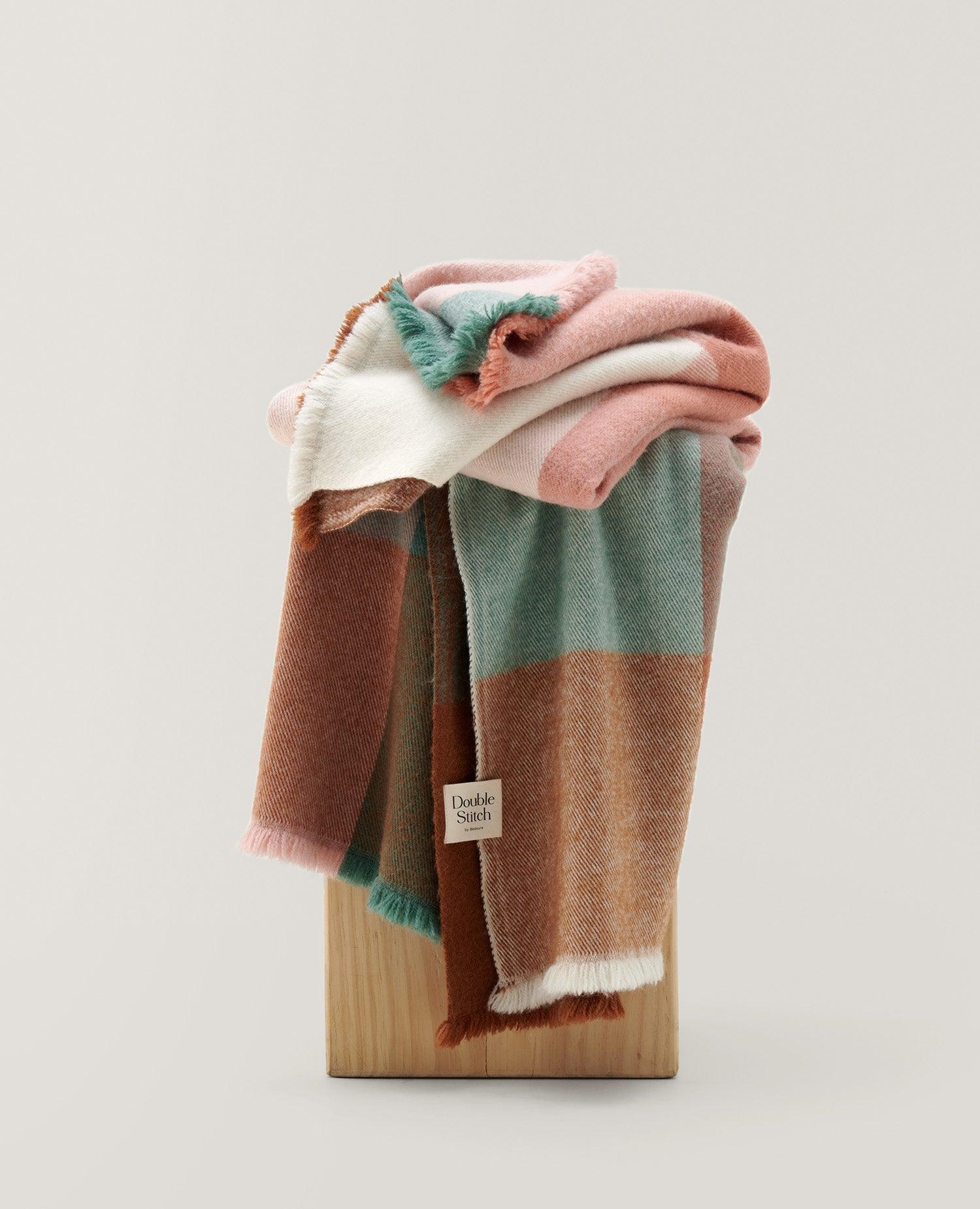Alpaca-Wool Plaid Throw Blanket - Double Stitch By Bedsure
