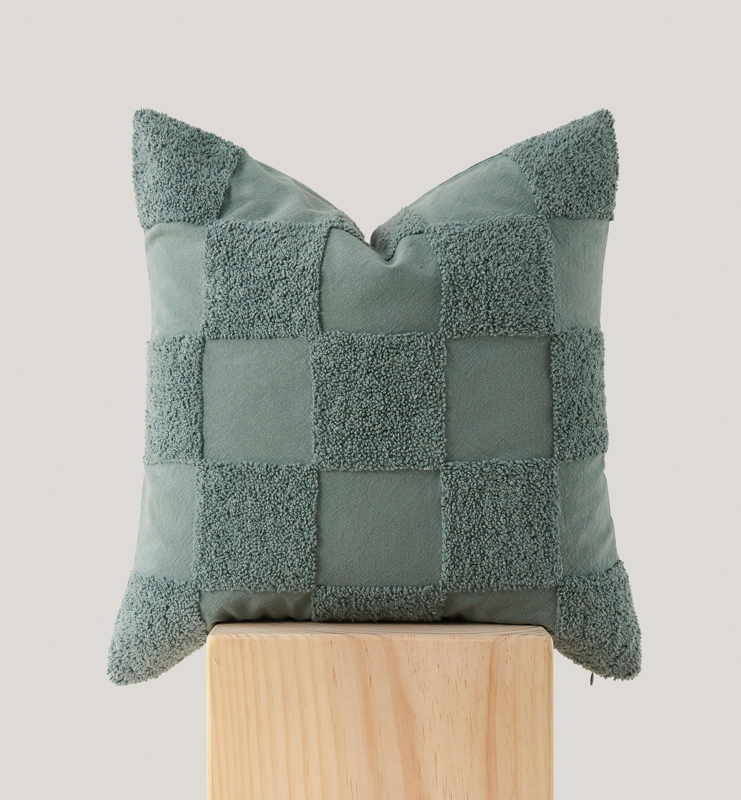 Tufted Checkered Cotton Throw Pillow Cover - Double Stitch By Bedsure