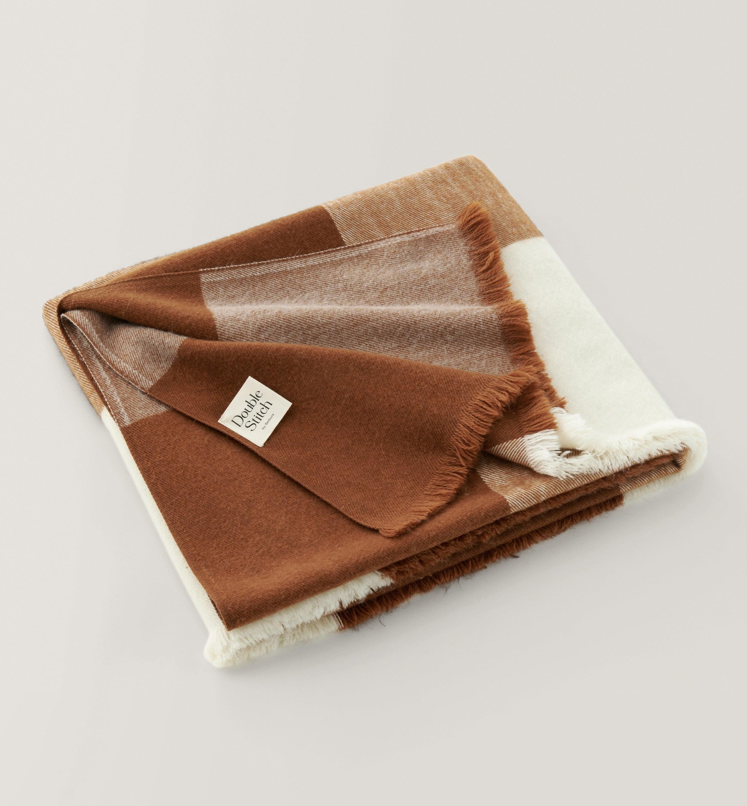 Alpaca-Wool Plaid Throw Blanket - Double Stitch By Bedsure