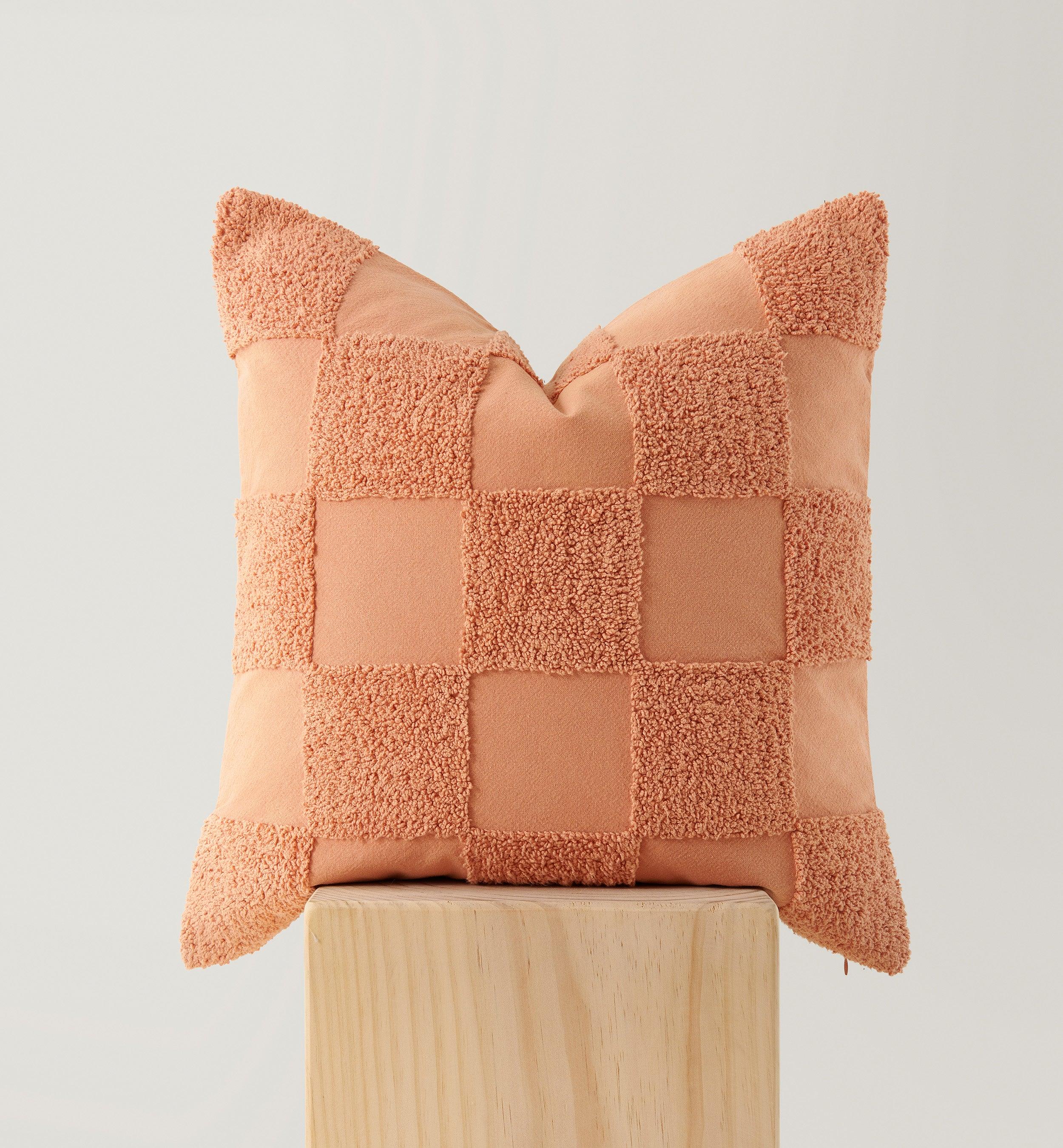 Tufted Checkered Cotton Throw Pillow Cover - Double Stitch By Bedsure