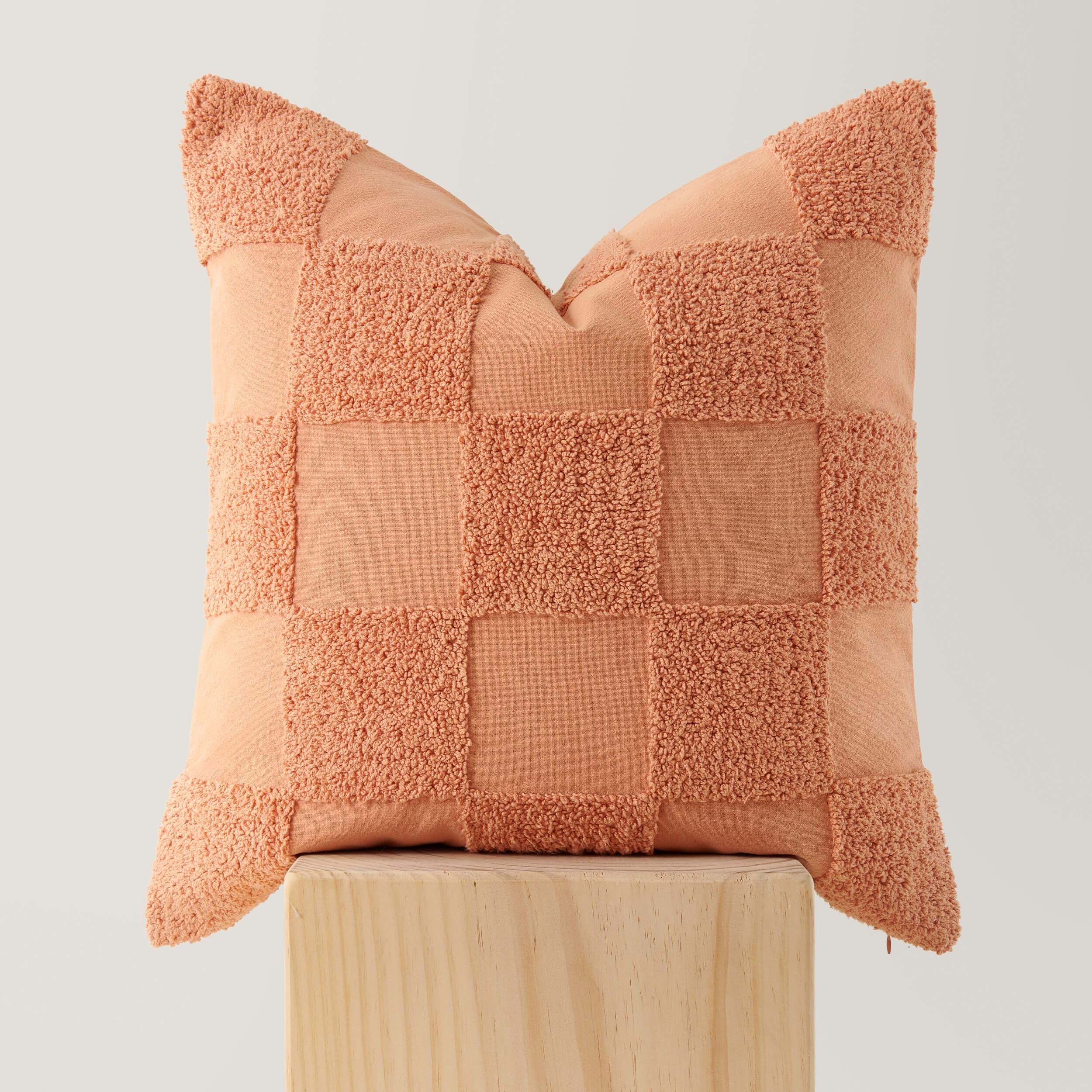 Tufted Checkered Cotton Throw Pillow Cover - Double Stitch By Bedsure