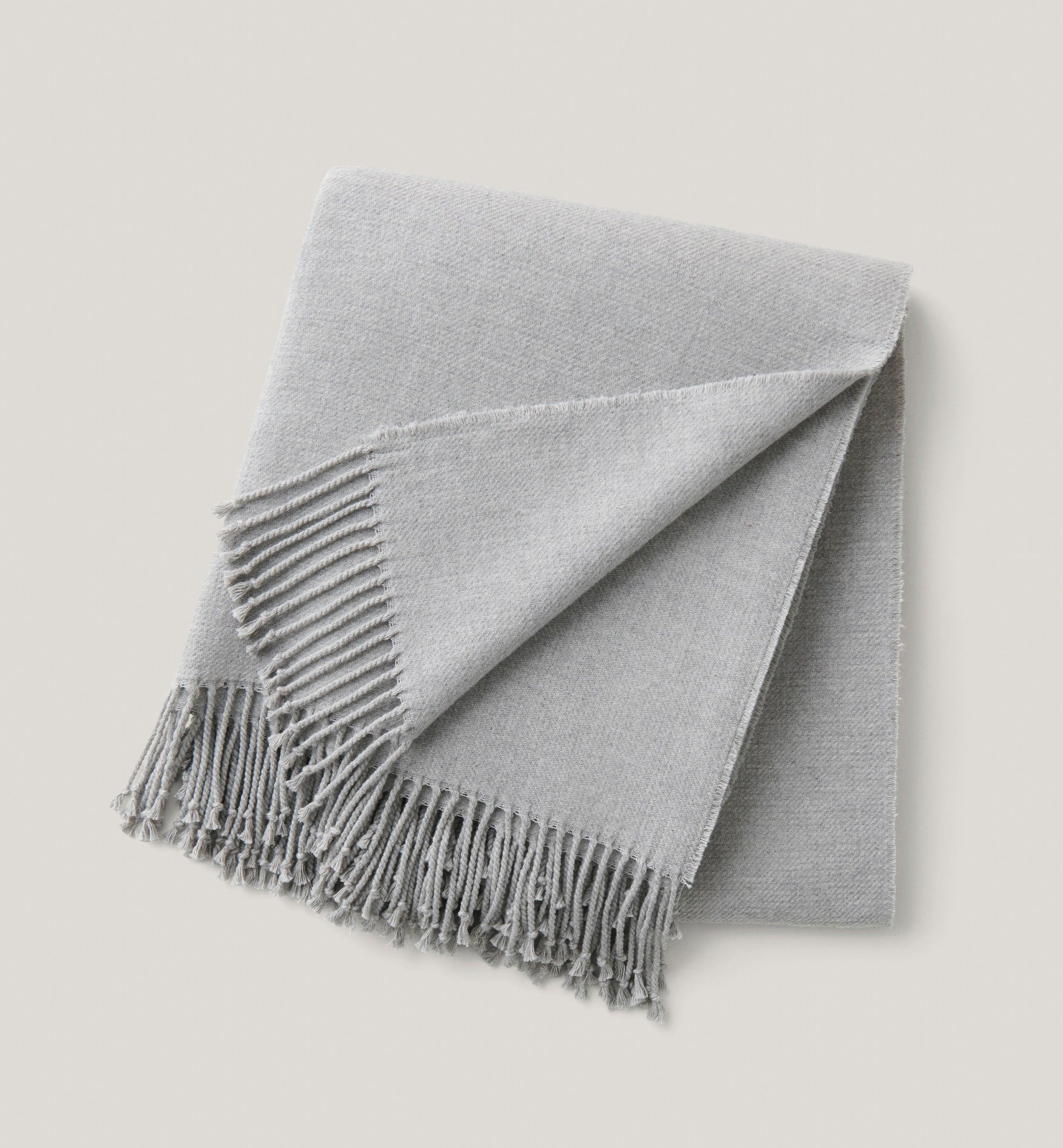 Heathered Mongolian Cashmere Cotton Fringe Throw Blanket