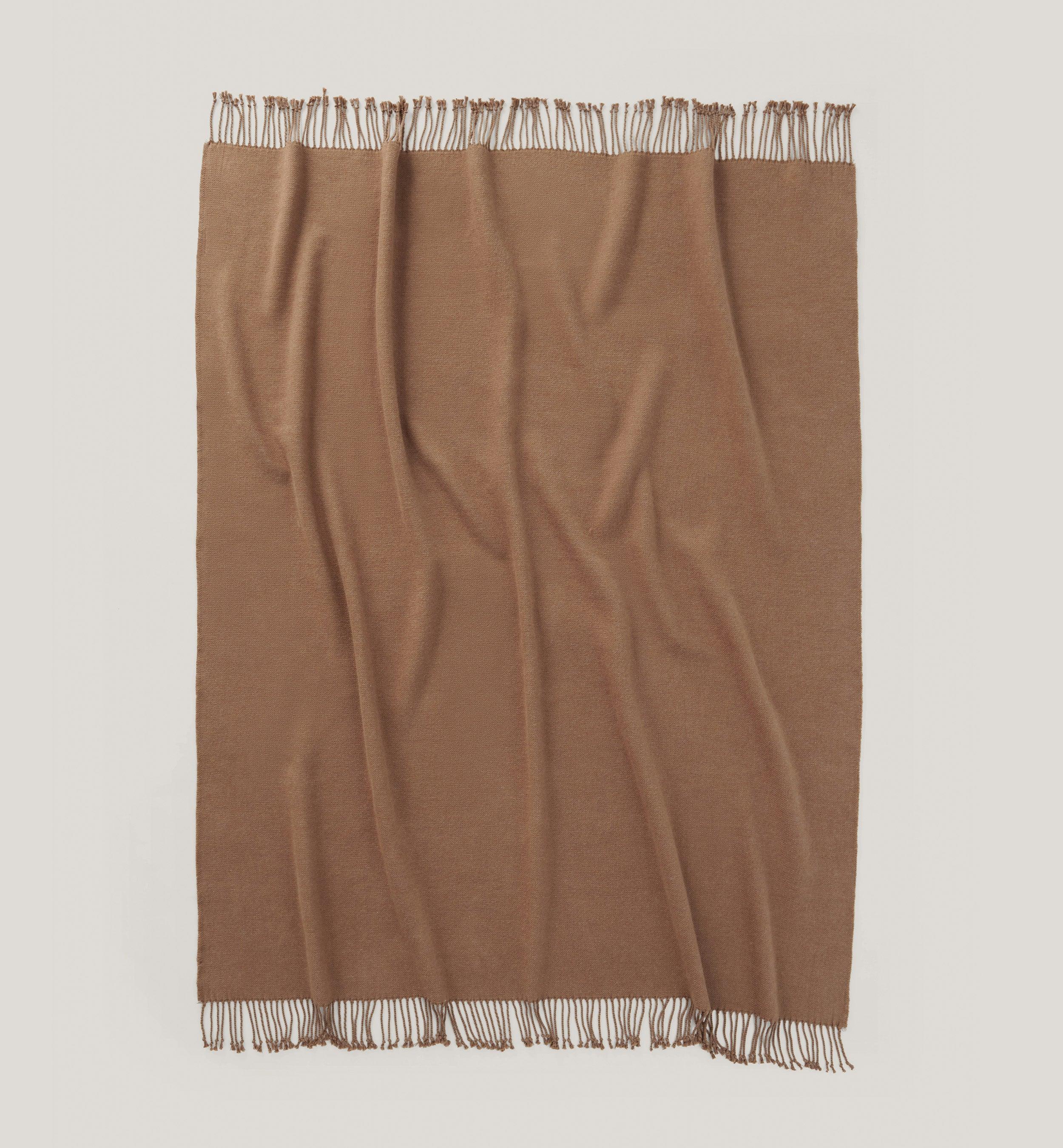 Heathered Mongolian Cashmere Cotton Fringe Throw Blanket