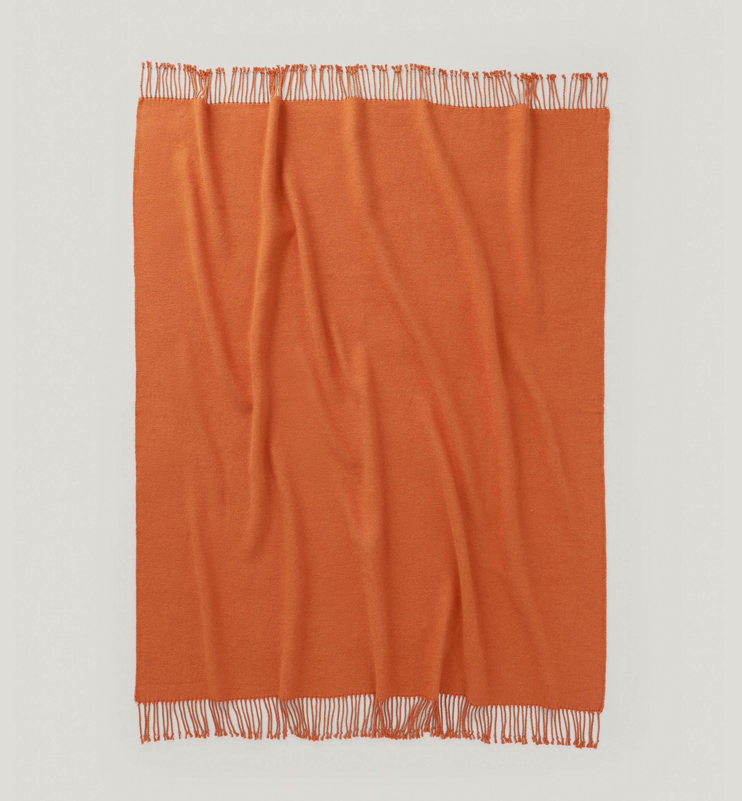 Heathered Mongolian Cashmere Cotton Fringe Throw Blanket