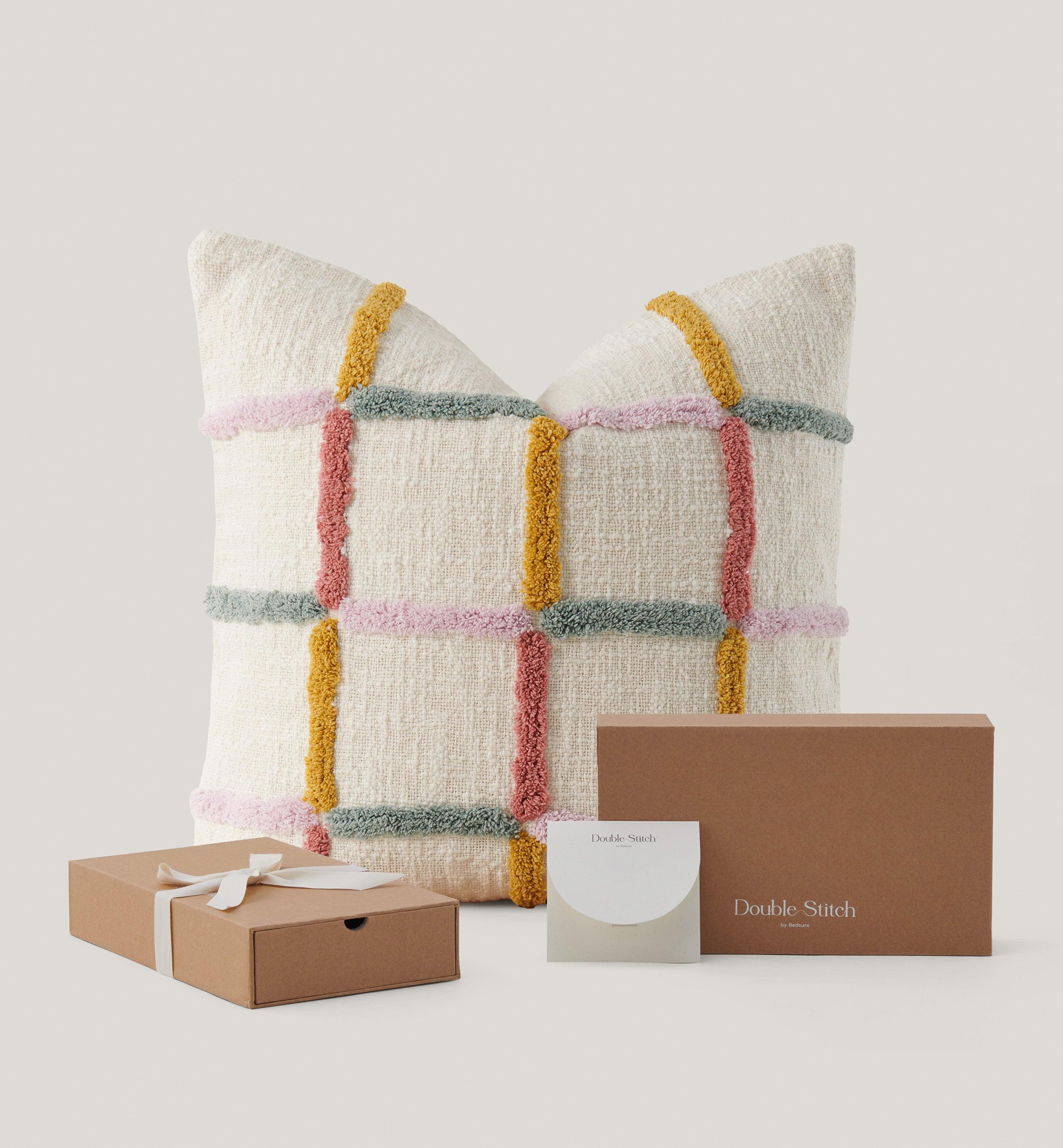 Tufted Checkered Cotton Throw Pillow Cover - Double Stitch By Bedsure