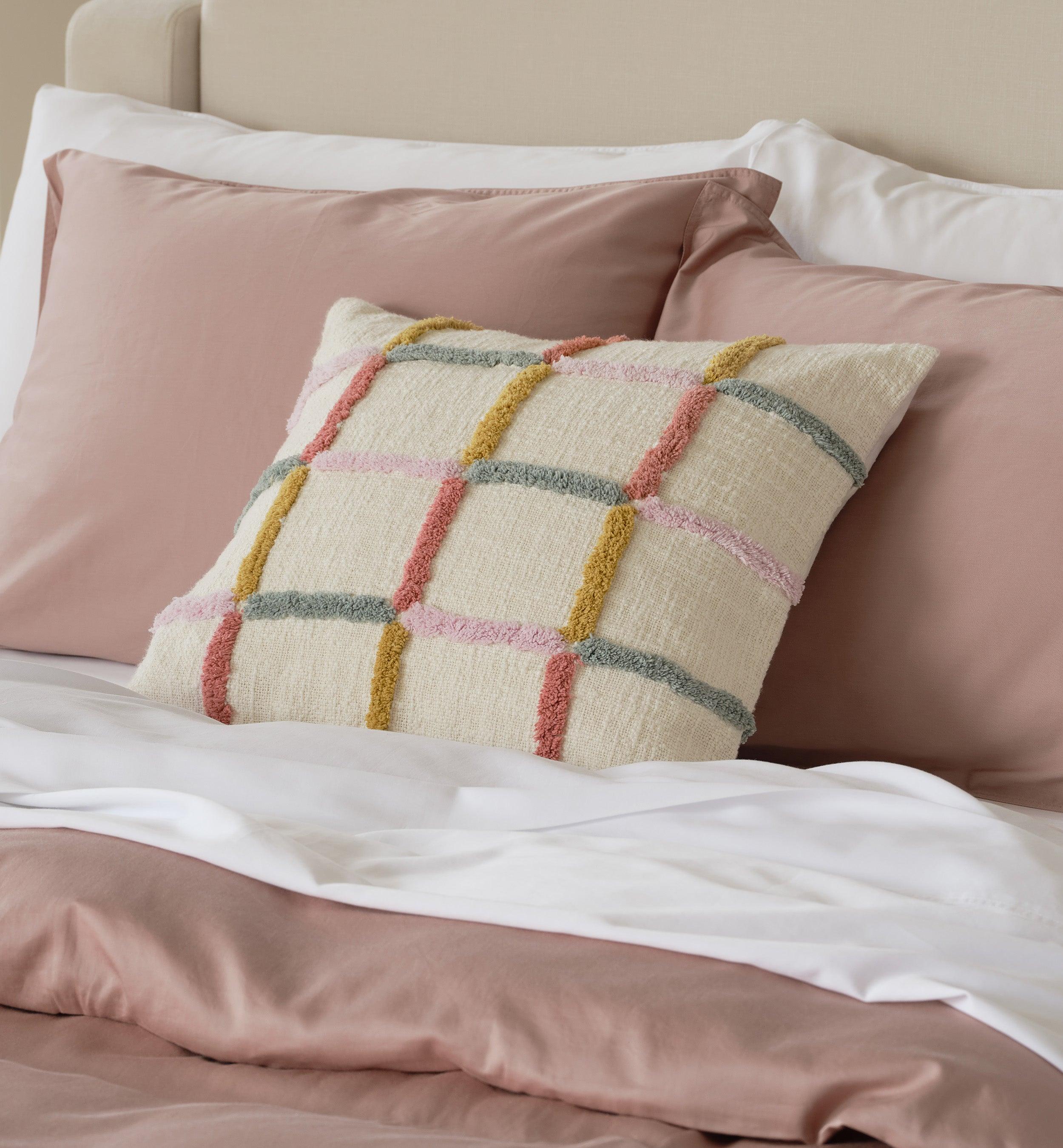 Tufted Checkered Cotton Throw Pillow Cover - Double Stitch By Bedsure
