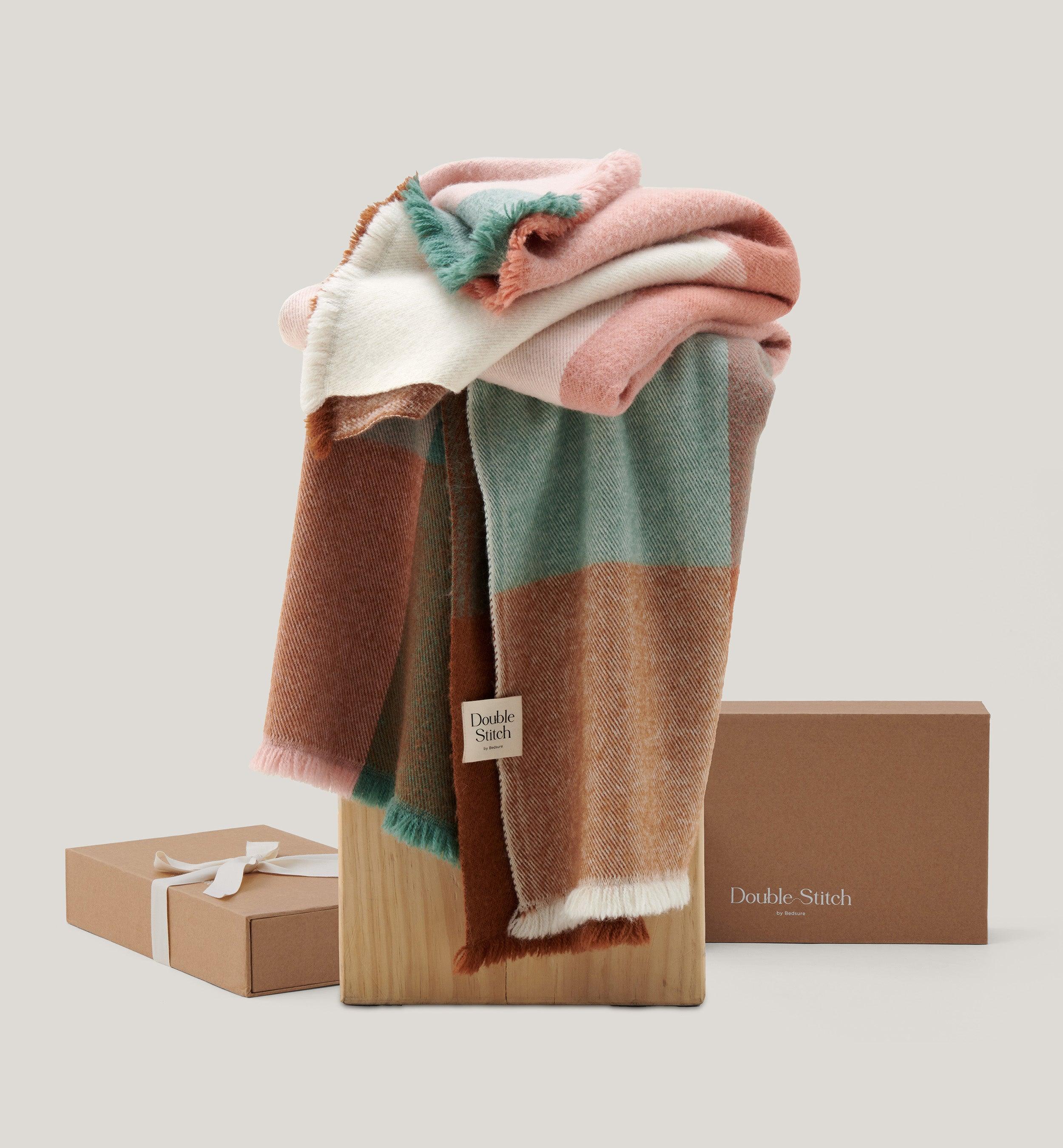 Alpaca-Wool Plaid Throw Blanket - Double Stitch By Bedsure