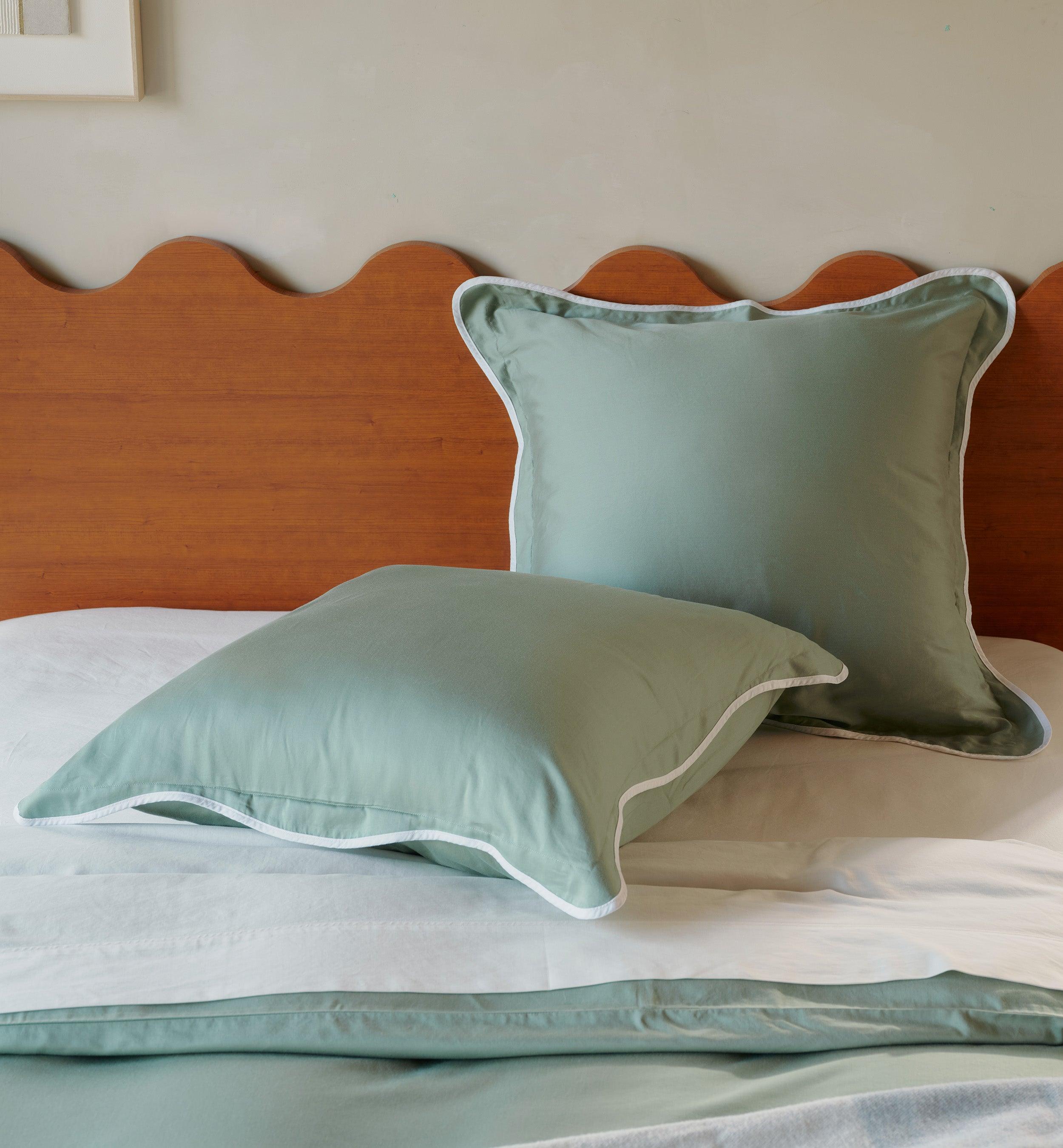 Perfect Blend 6535 Cotton TENCEL™ Scalloped Euro Shams - Double Stitch By Bedsure