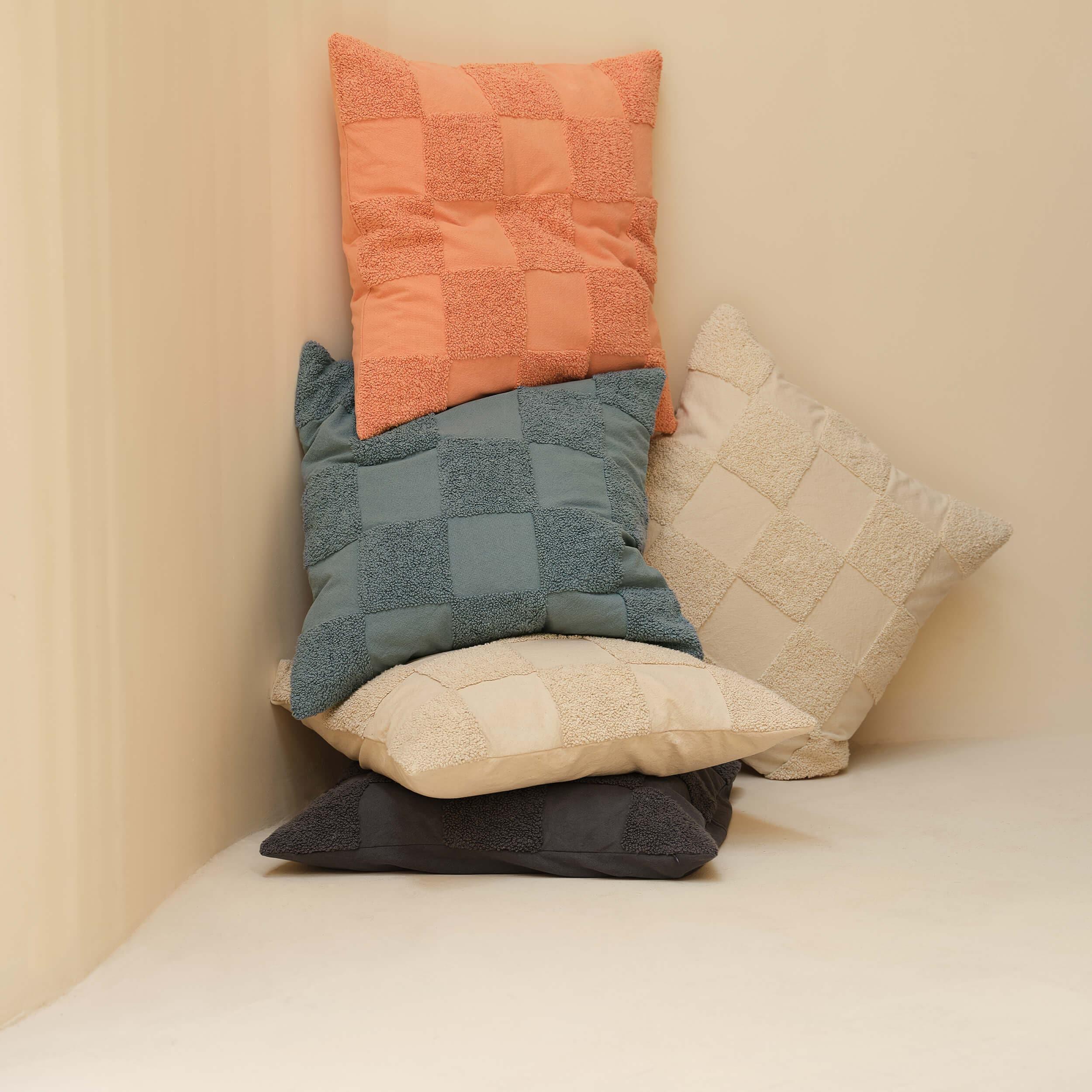 Tufted Checkered Cotton Throw Pillow Cover - Double Stitch By Bedsure