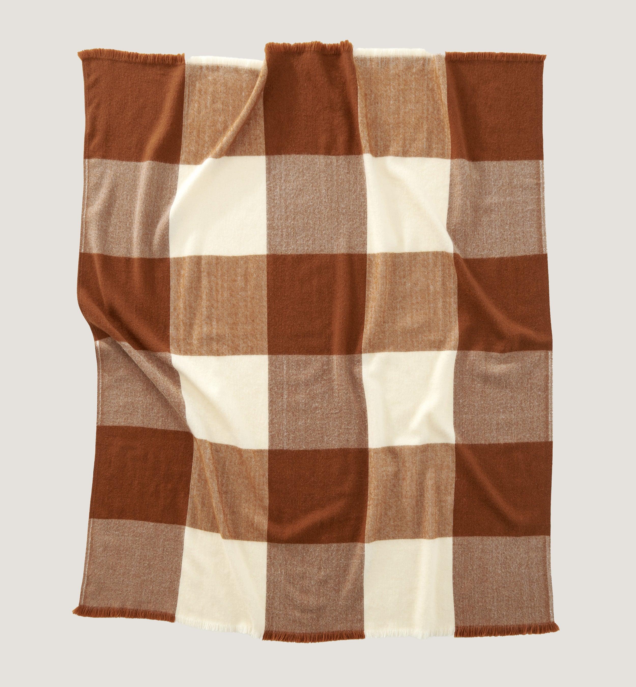 Alpaca-Wool Plaid Throw Blanket - Double Stitch By Bedsure