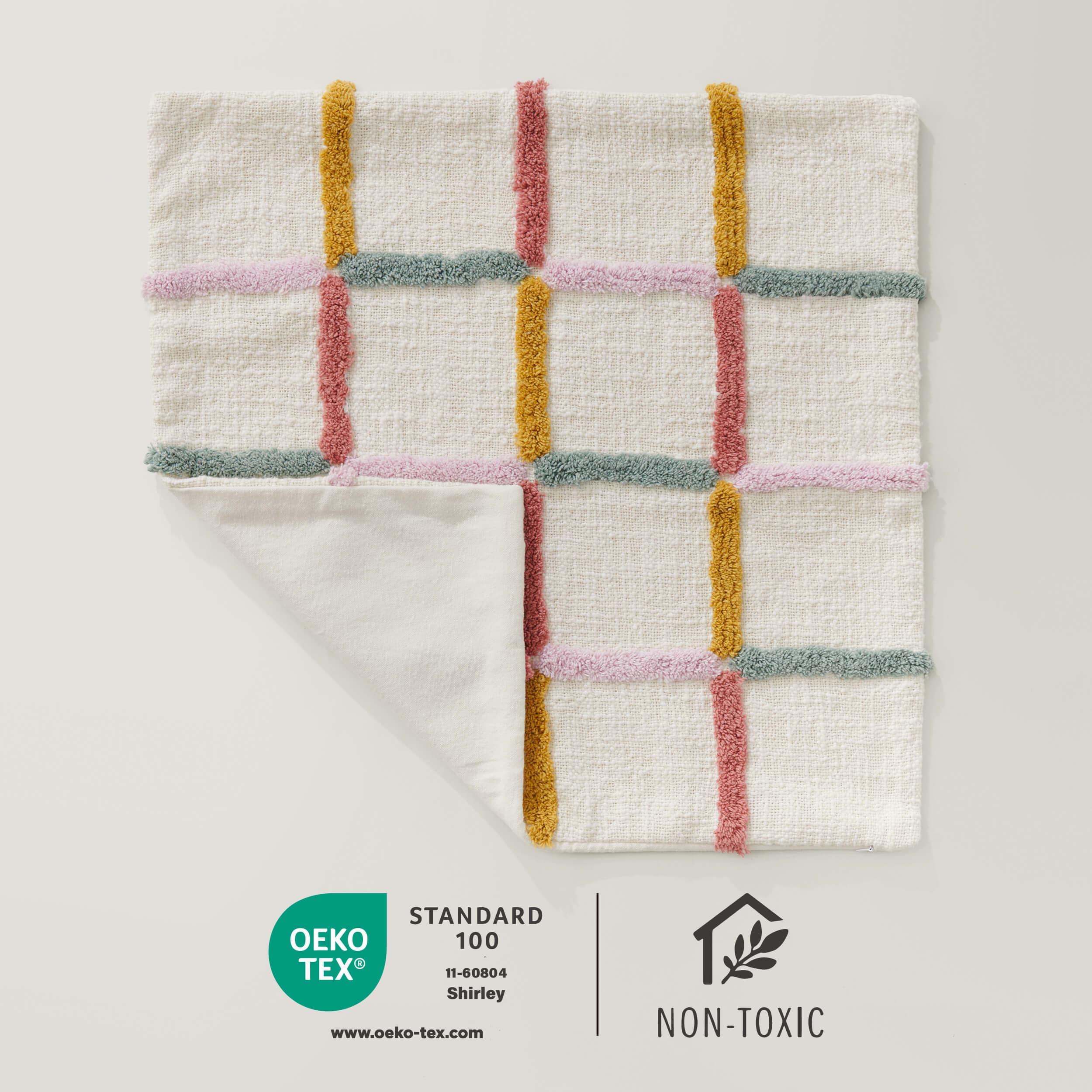 Tufted Checkered Cotton Throw Pillow Cover - Double Stitch By Bedsure