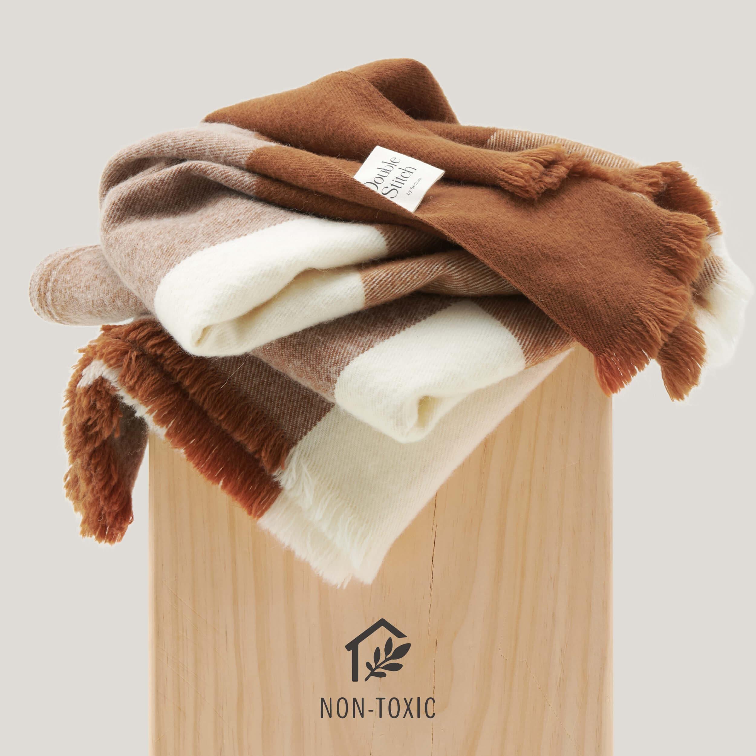 Alpaca-Wool Plaid Throw Blanket - Double Stitch By Bedsure