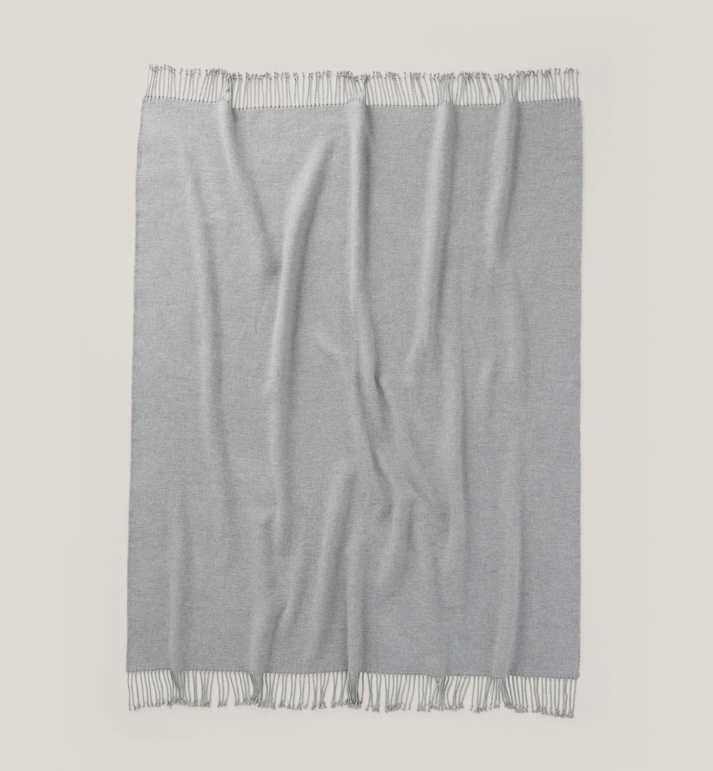 Heathered Mongolian Cashmere Cotton Fringe Throw Blanket