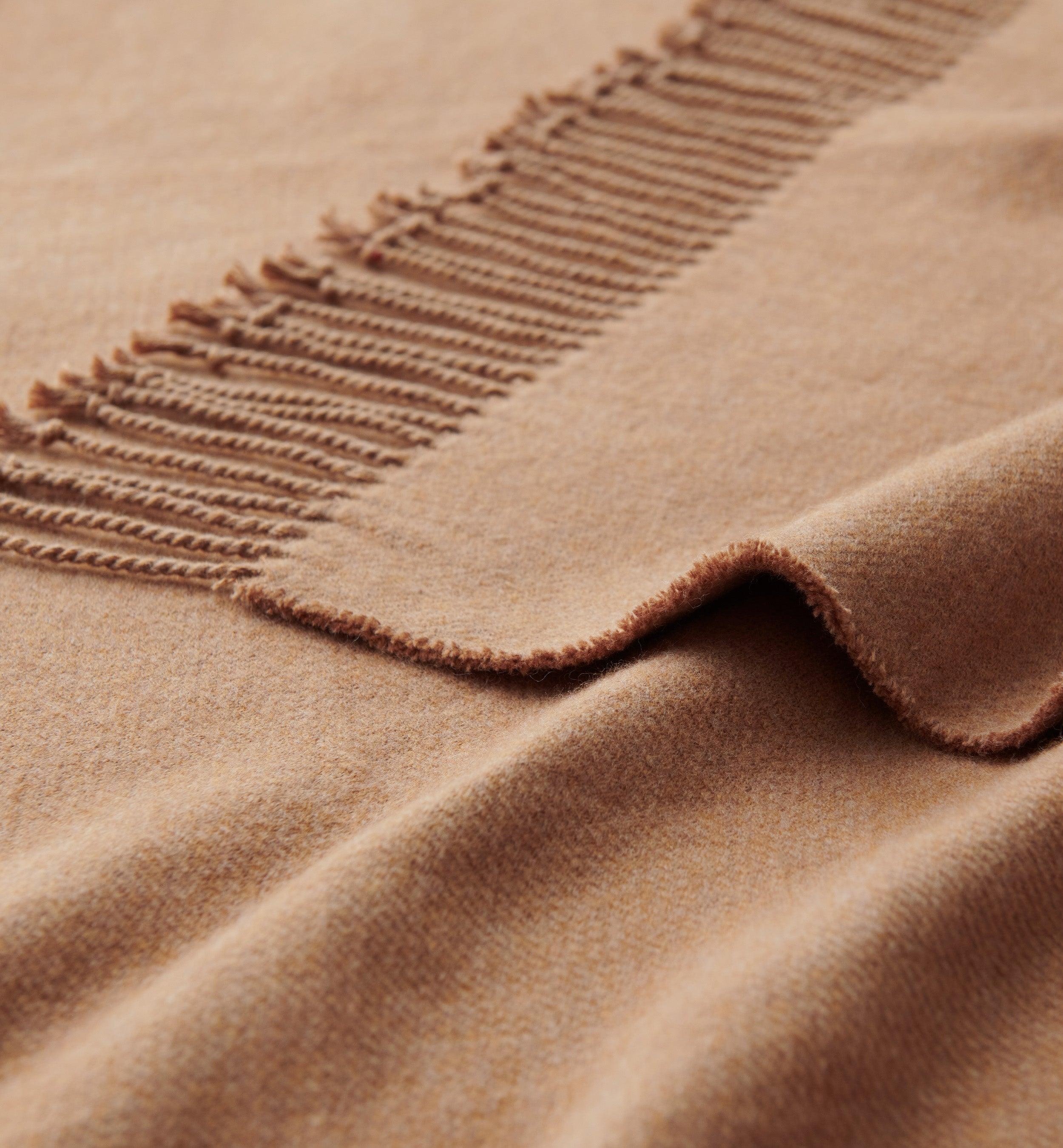 Heathered Mongolian Cashmere Cotton Fringe Throw Blanket