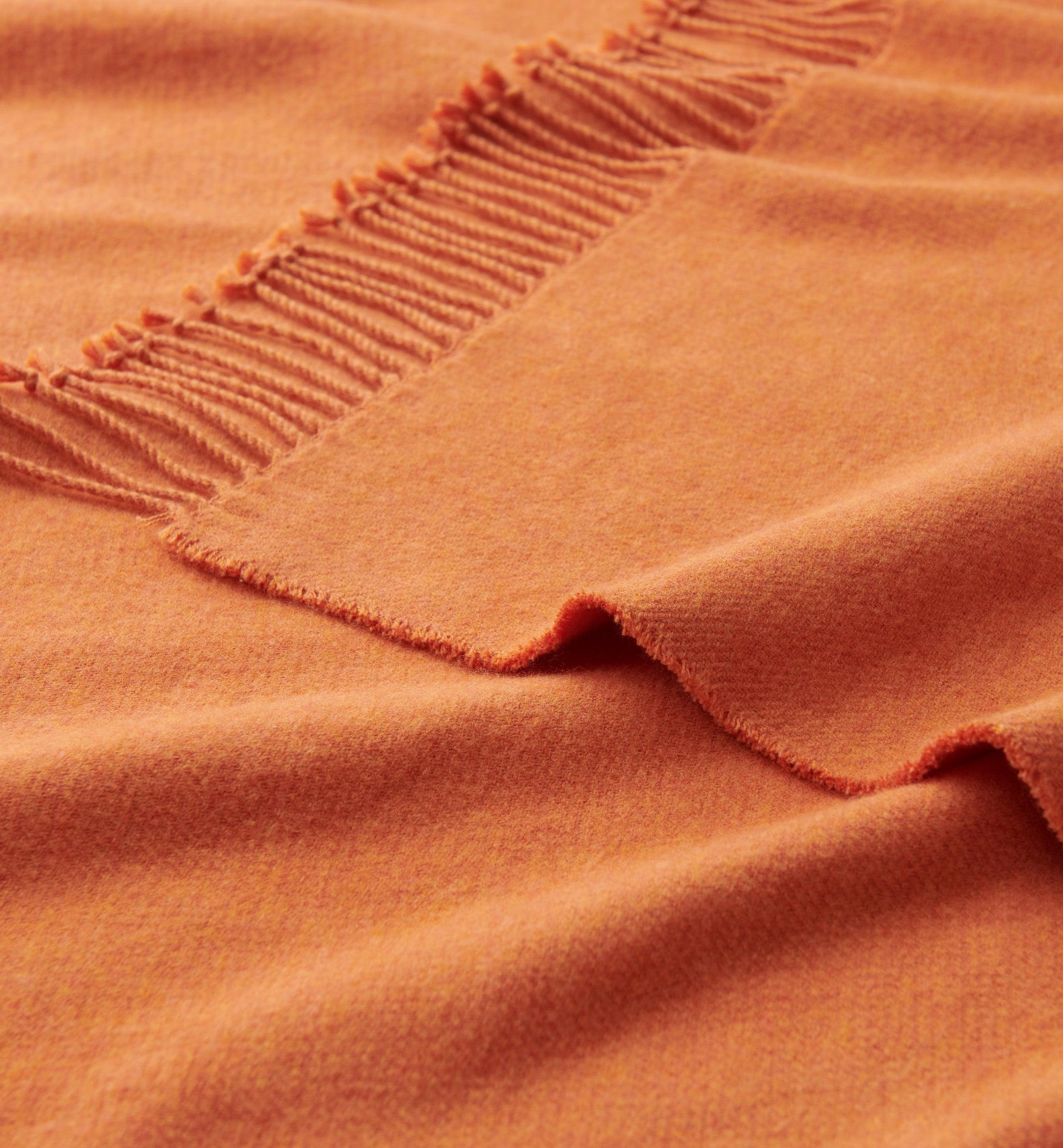 Heathered Mongolian Cashmere Cotton Fringe Throw Blanket