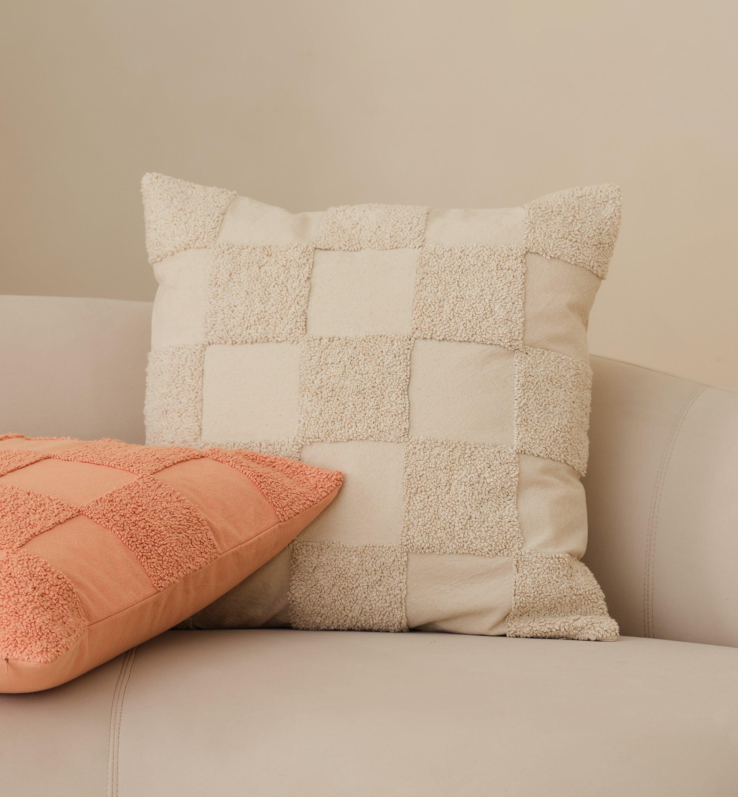 Tufted Checkered Cotton Throw Pillow Cover - Double Stitch By Bedsure