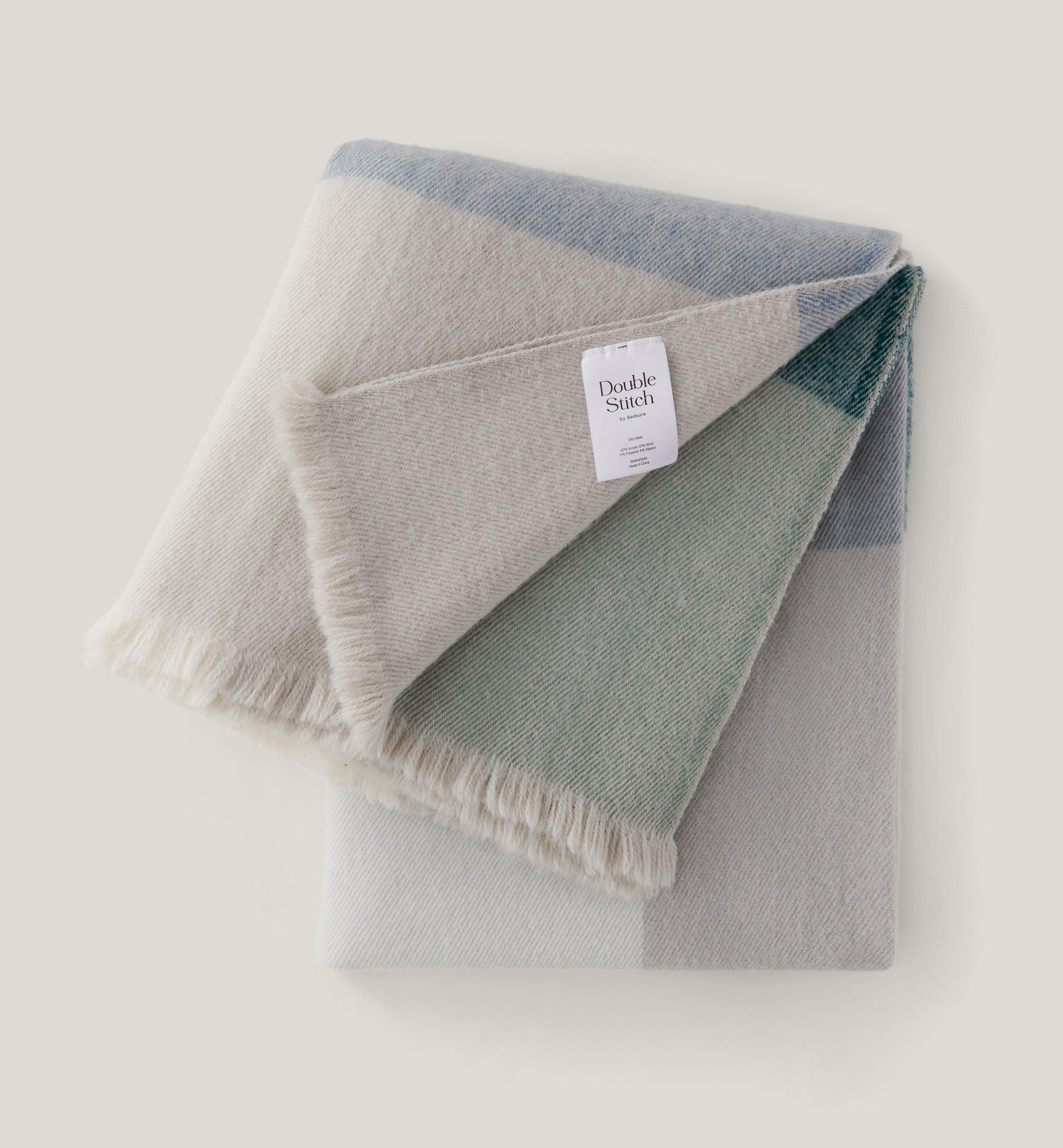 Alpaca-Wool Plaid Throw Blanket - Double Stitch By Bedsure