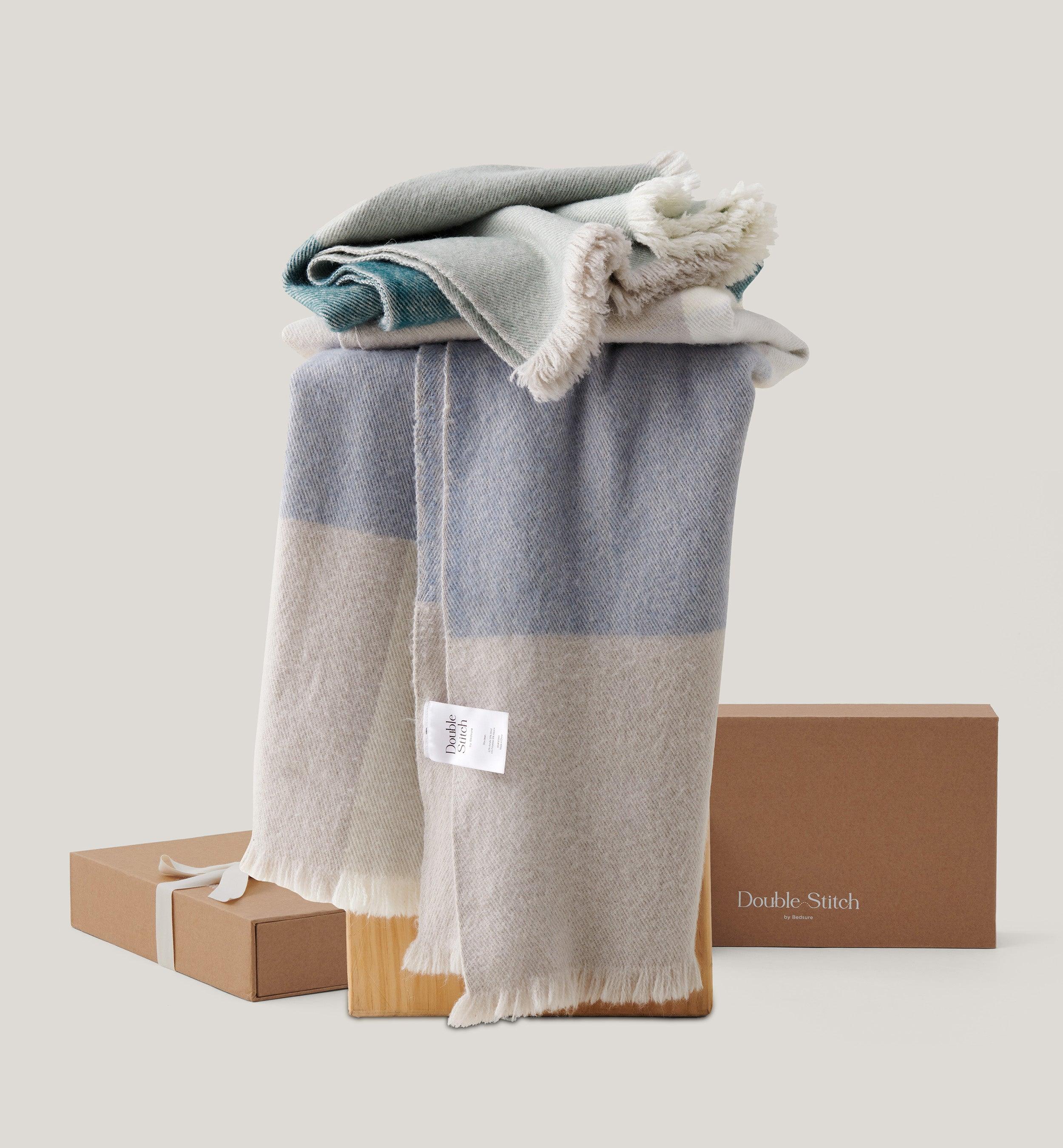Alpaca-Wool Plaid Throw Blanket - Double Stitch By Bedsure