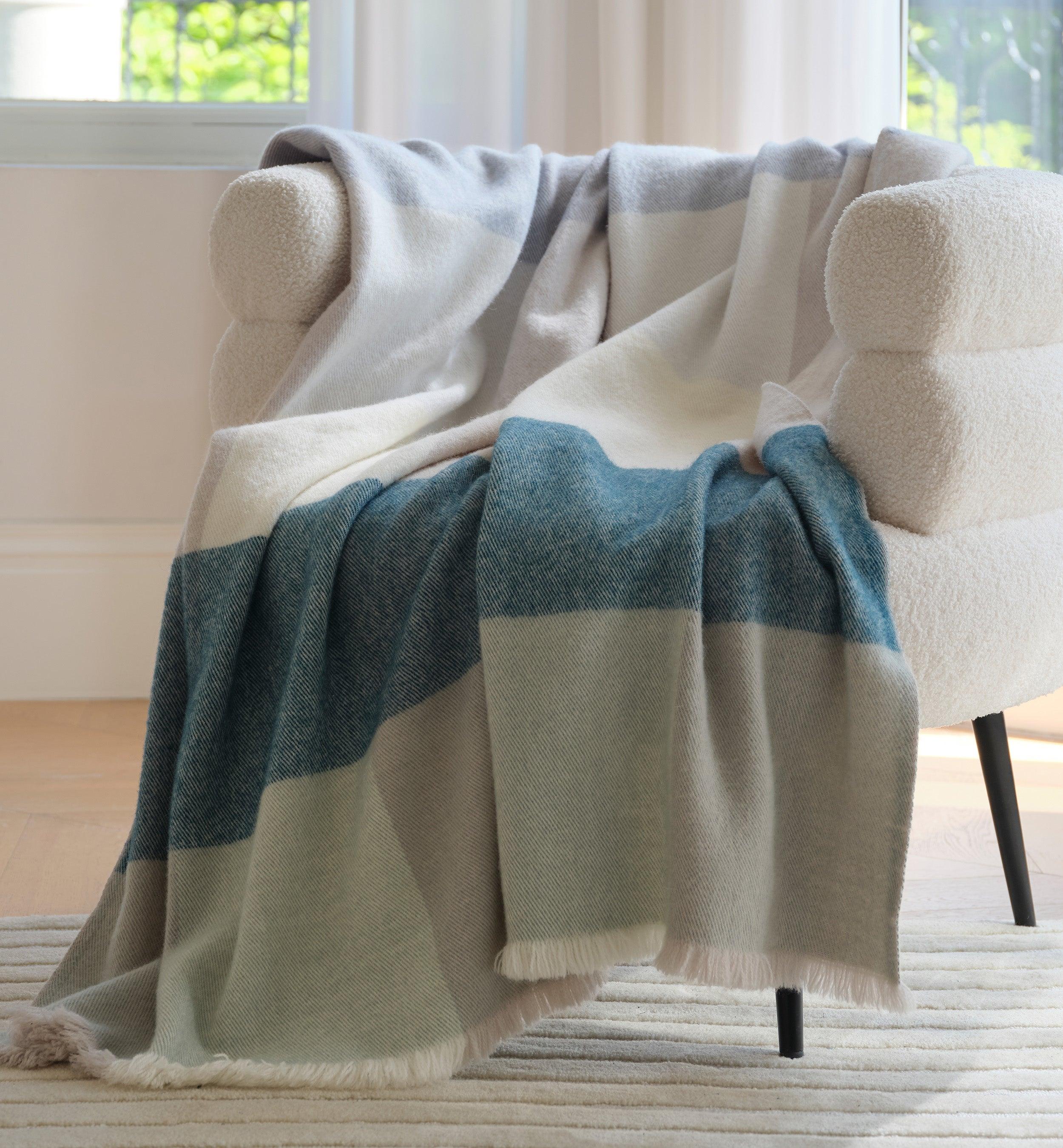 Alpaca-Wool Plaid Throw Blanket - Double Stitch By Bedsure