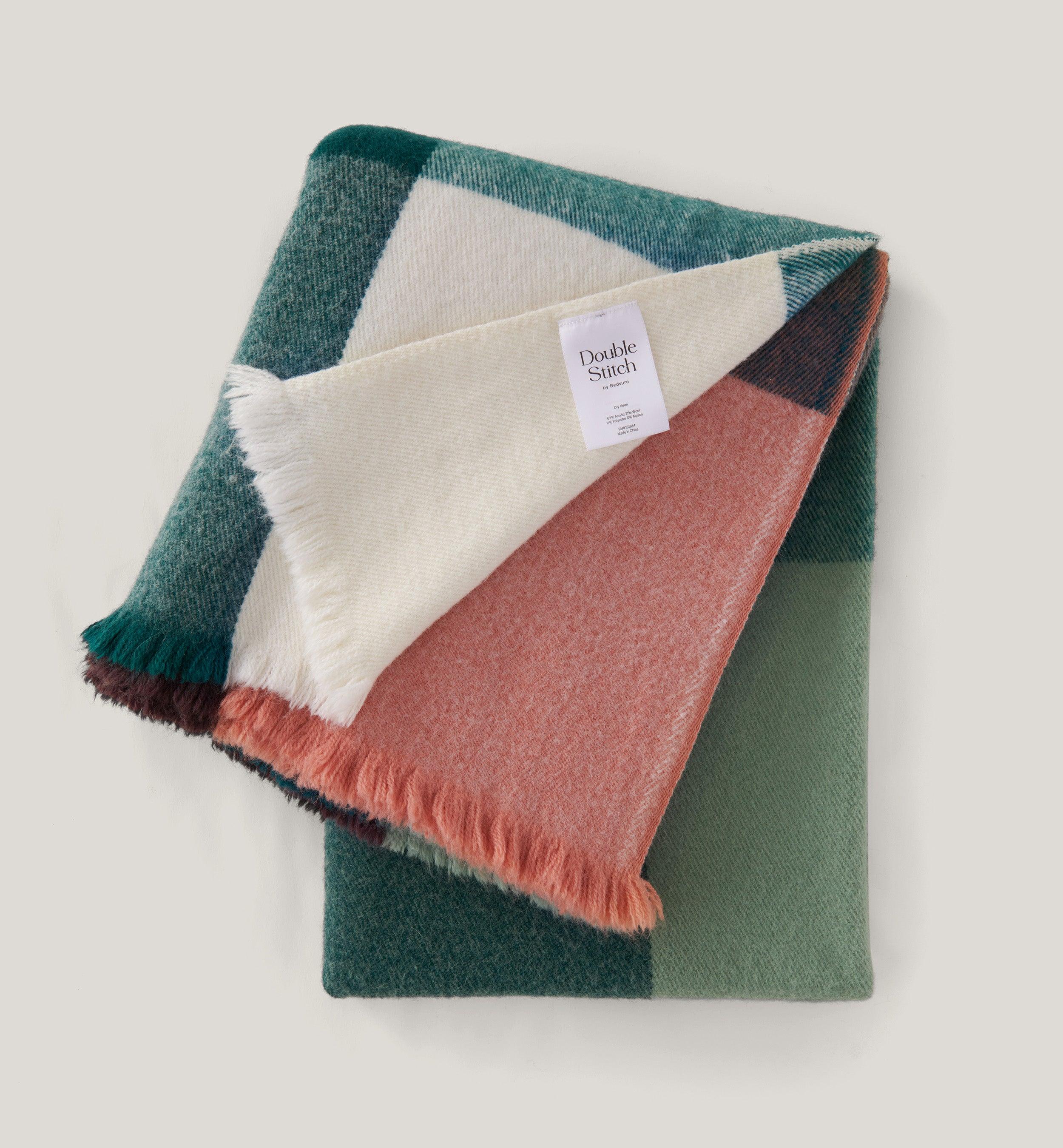 Alpaca-Wool Plaid Throw Blanket - Double Stitch By Bedsure