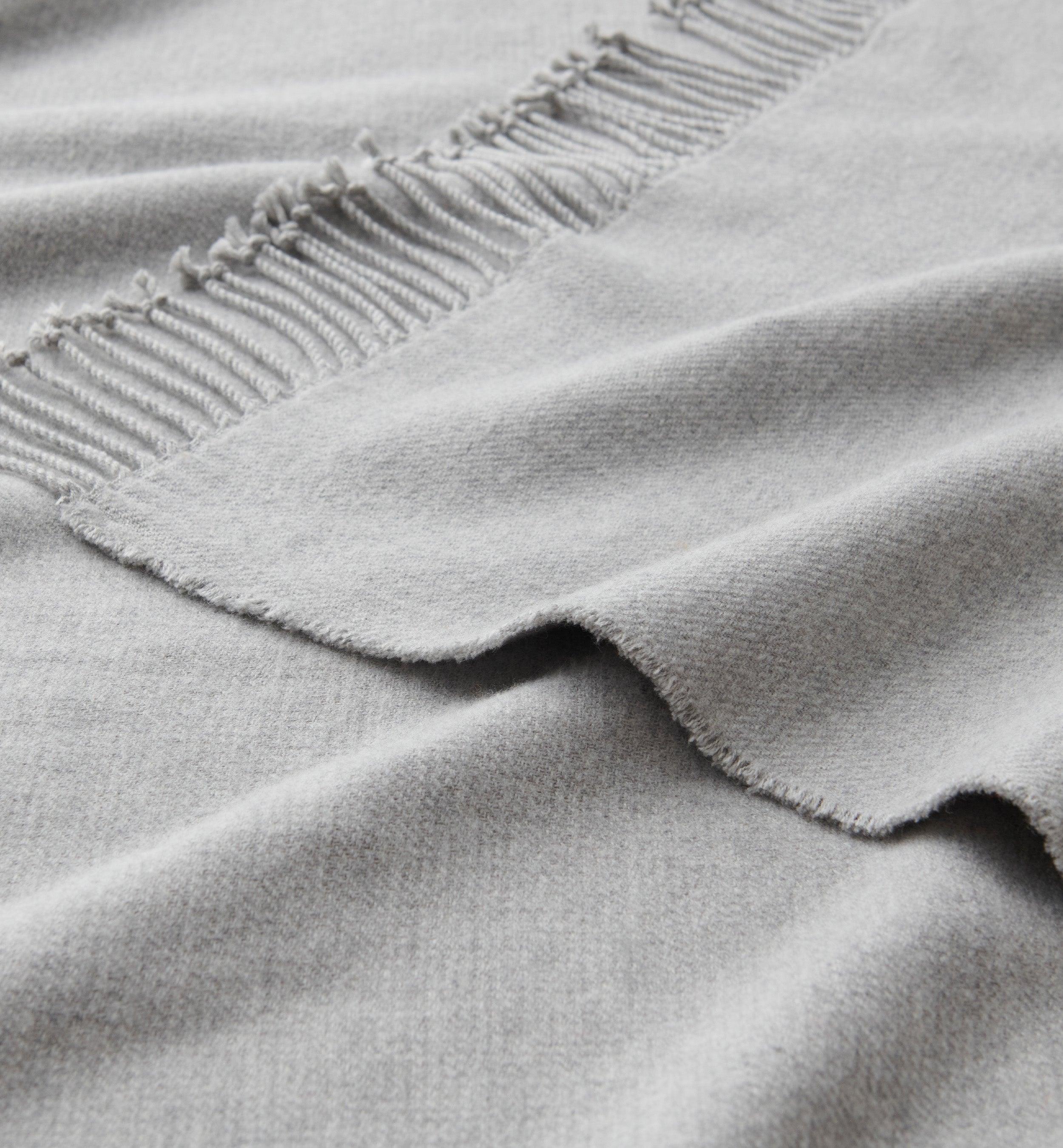 Heathered Mongolian Cashmere Cotton Fringe Throw Blanket