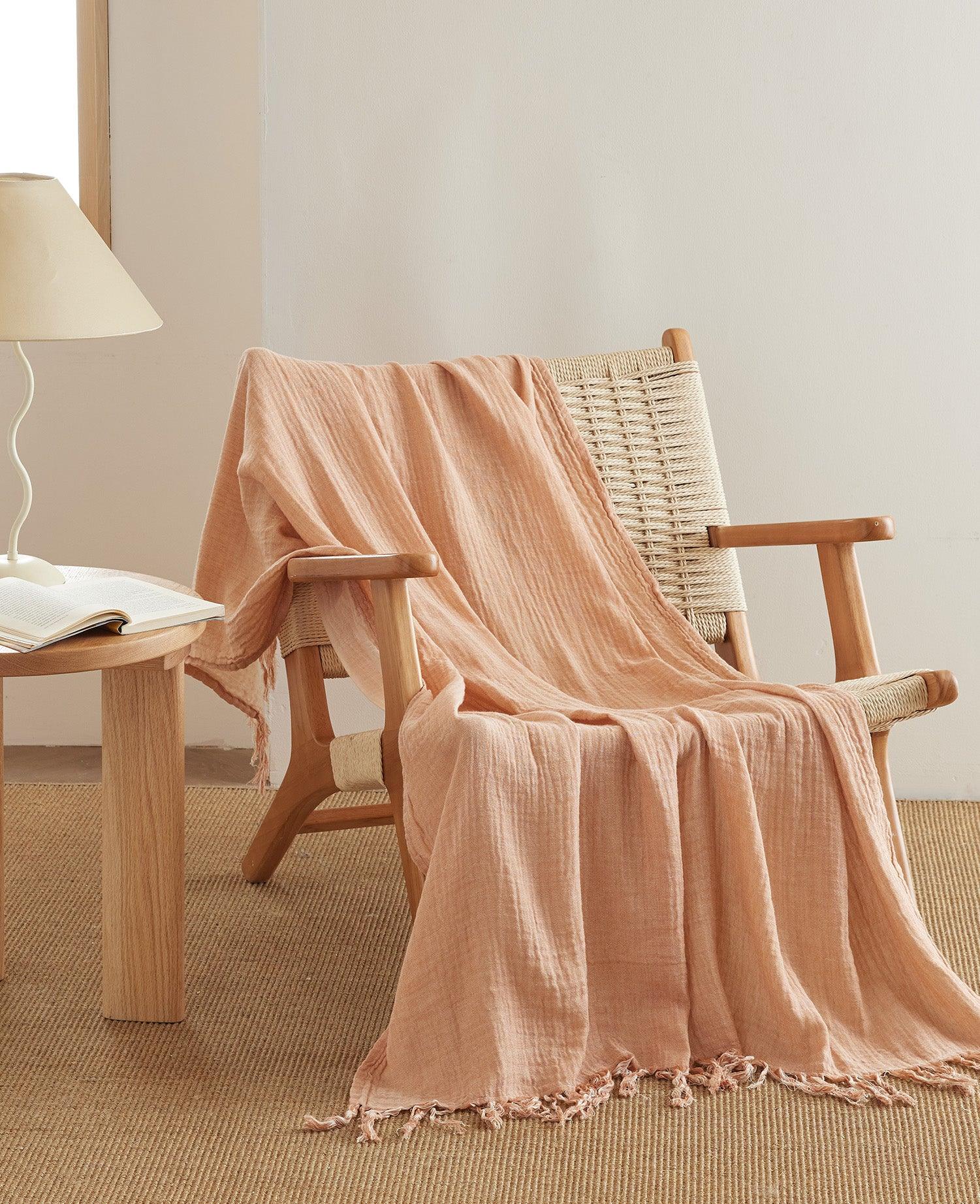 Cotton Linen Gauze Throw Blanket - Double Stitch By Bedsure