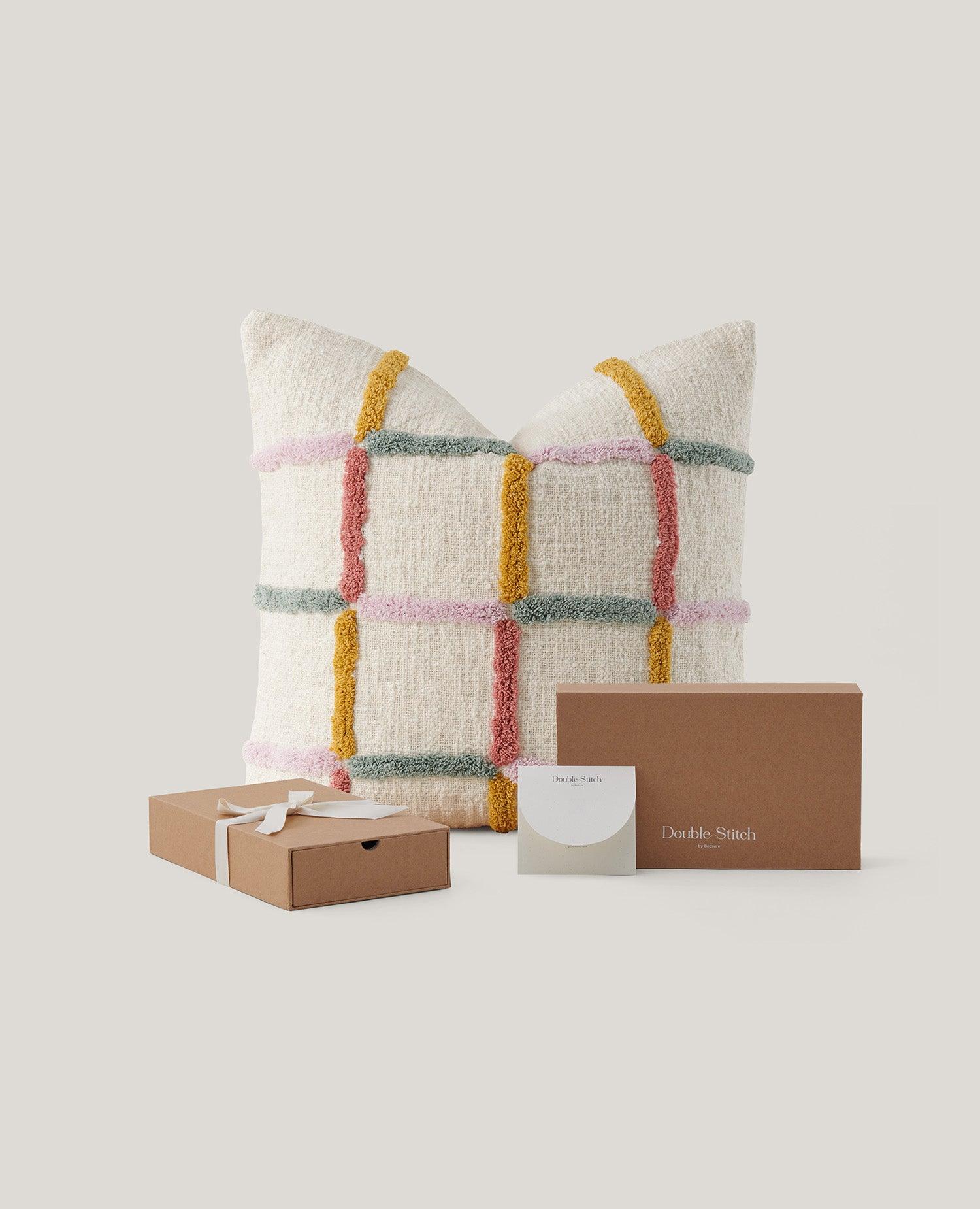 Tufted Checkered Cotton Throw Pillow Cover - Double Stitch By Bedsure