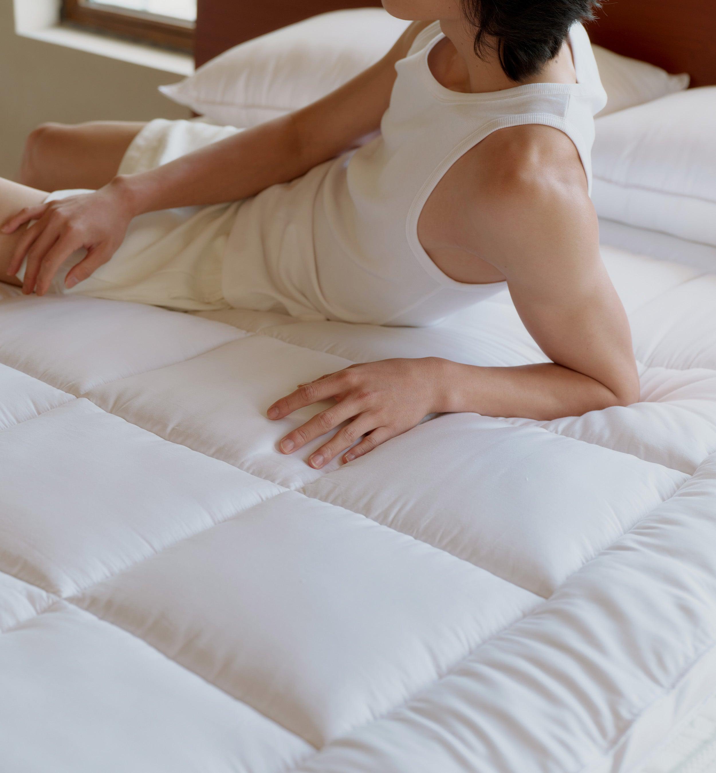 Cotton TENCEL™ Down Alternative Mattress Topper - Double Stitch By Bedsure