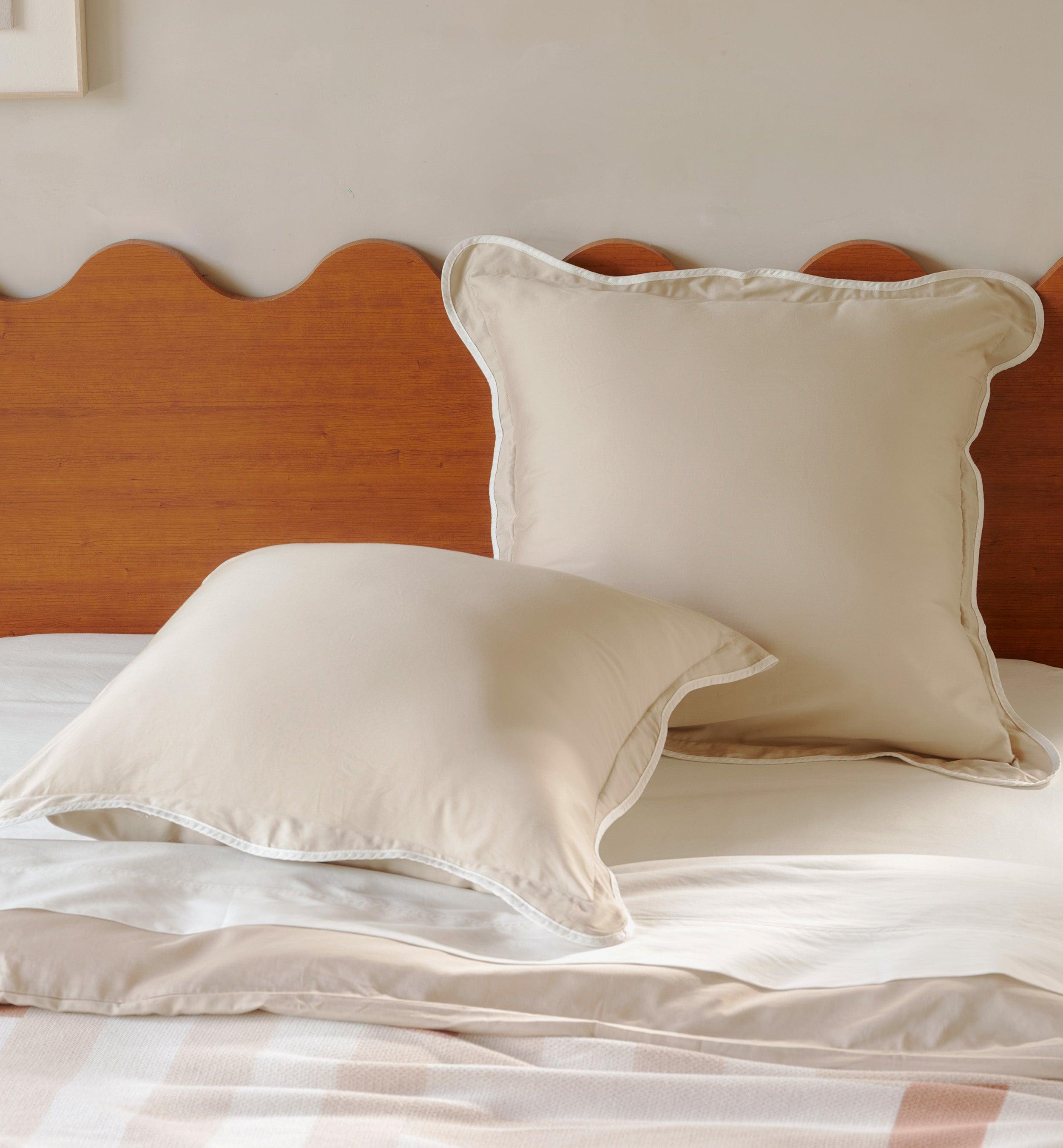 Perfect Blend 6535 Cotton TENCEL™ Scalloped Euro Shams - Double Stitch By Bedsure