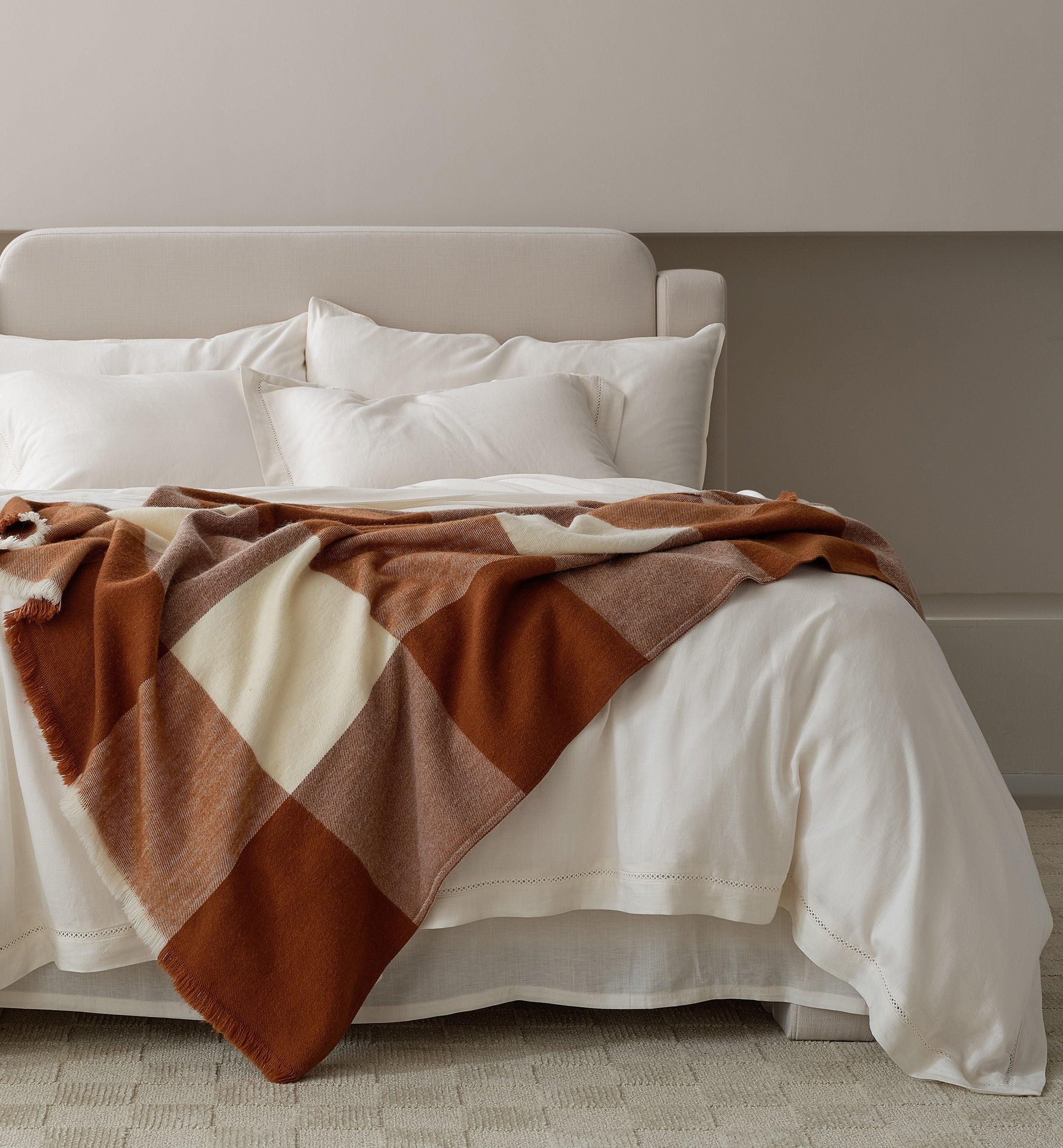 Alpaca-Wool Plaid Throw Blanket - Double Stitch By Bedsure