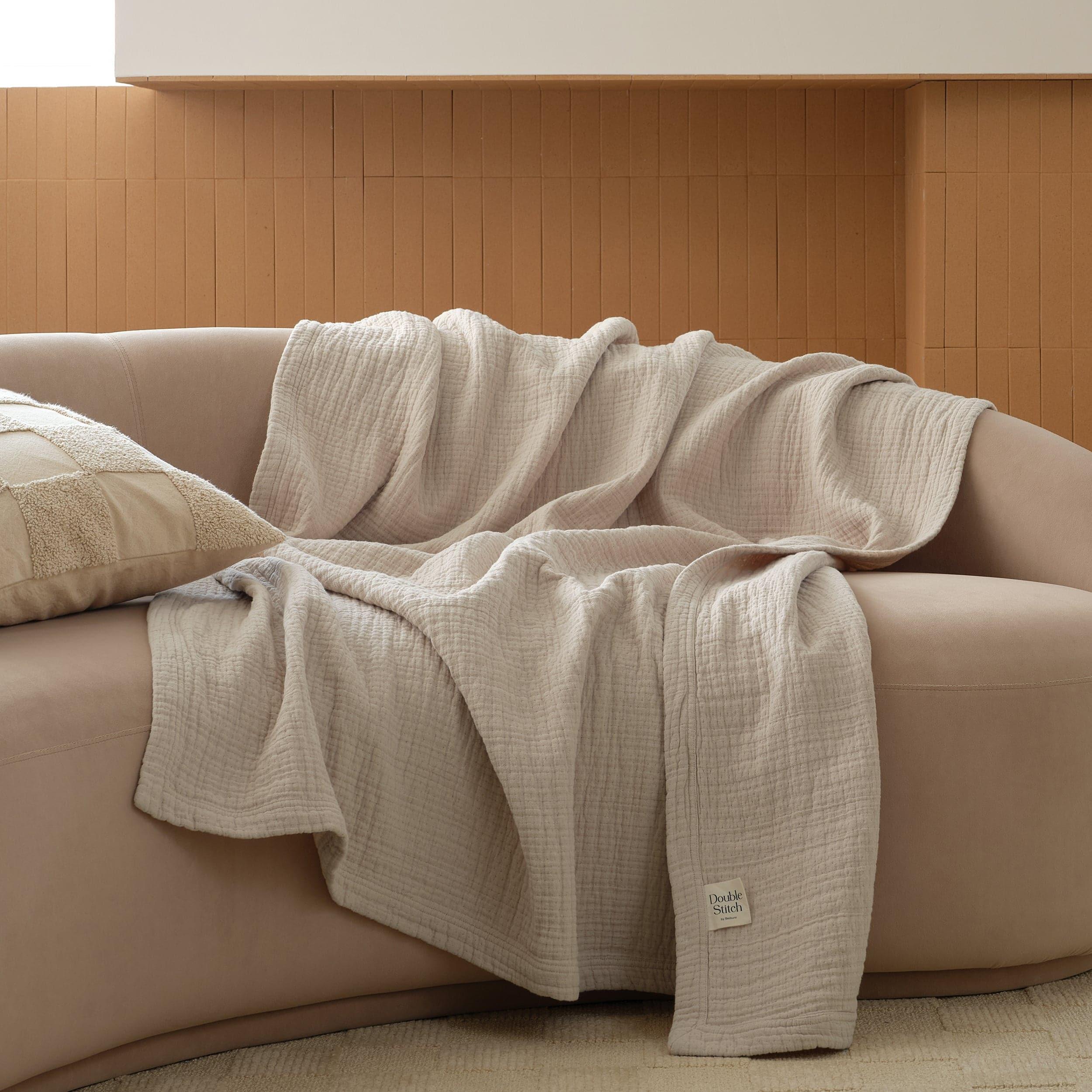 Linen Cotton Throw Blanket - Double Stitch By Bedsure