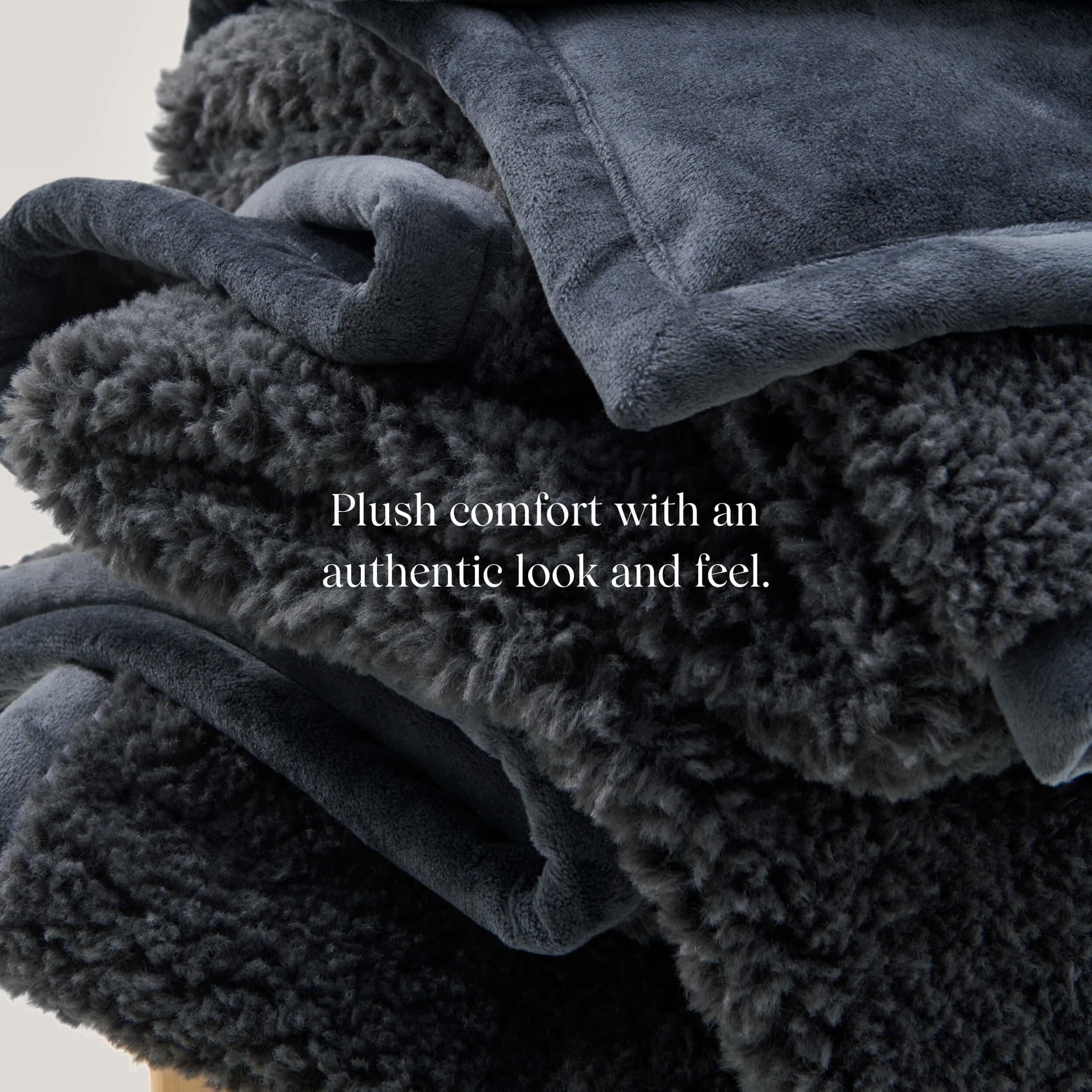 Faux Fur Shearling Throw Blanket - Double Stitch By Bedsure