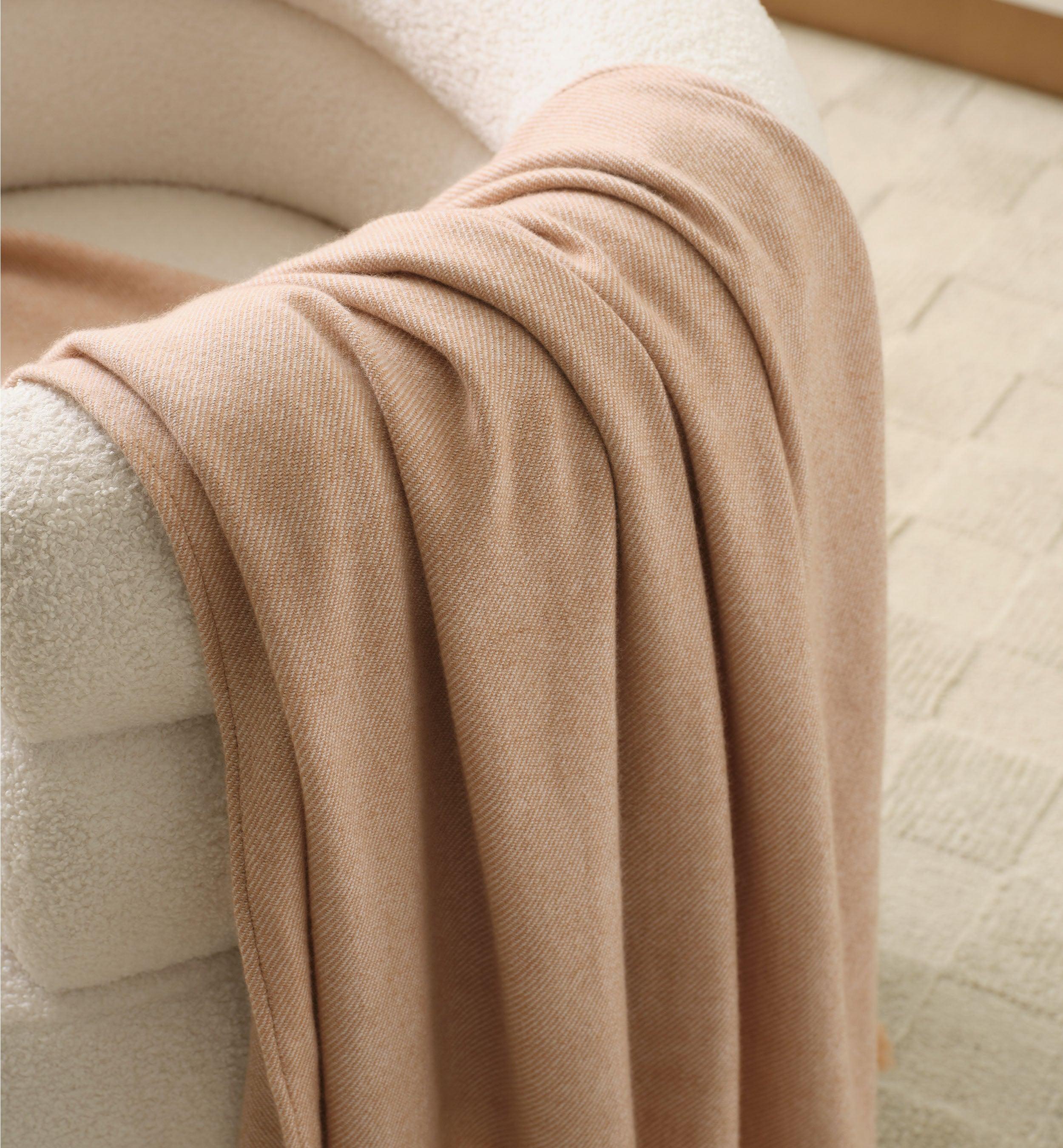 Mongolian Cashmere Wool Twill Throw Blanket - Double Stitch By Bedsure