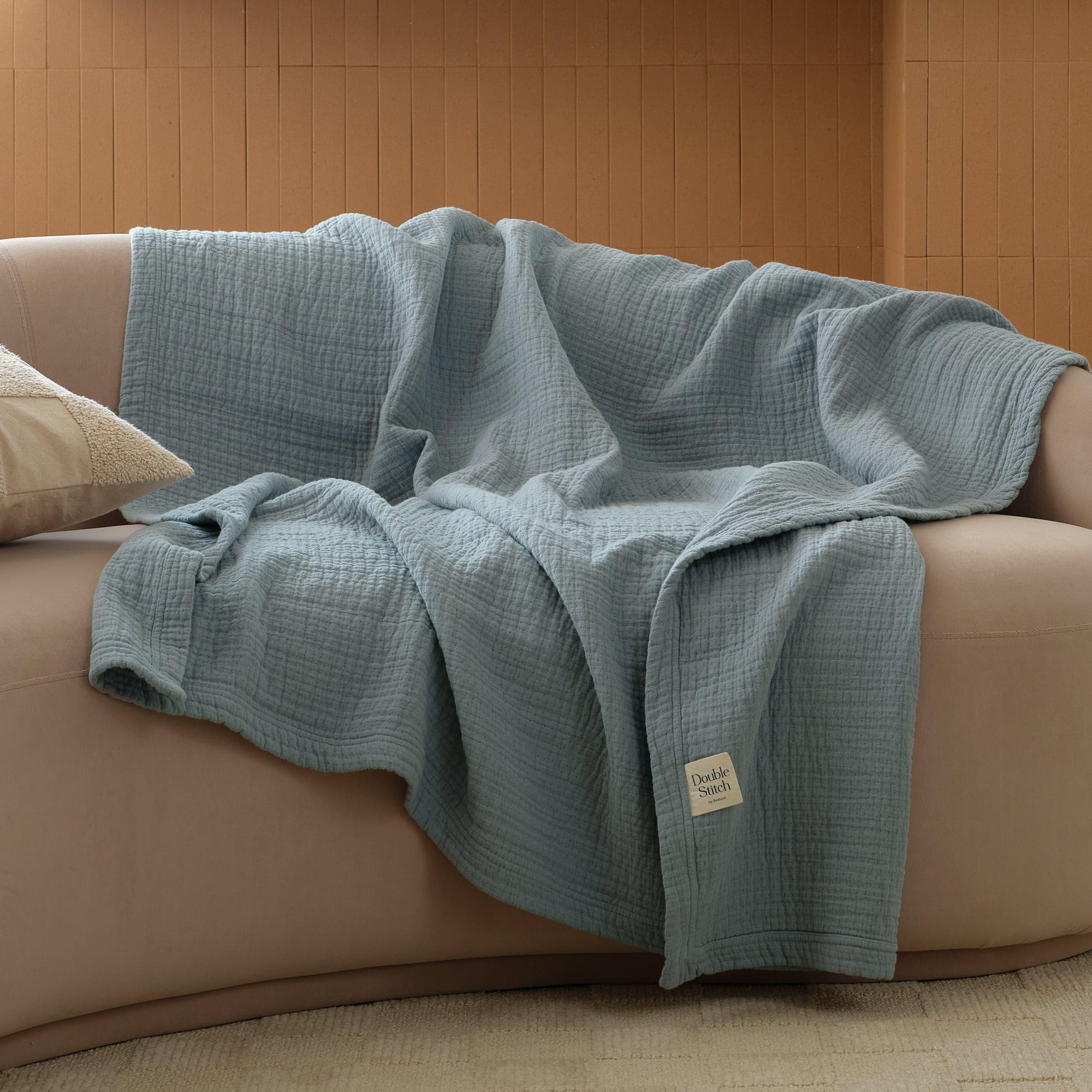 Linen Cotton Throw Blanket - Double Stitch By Bedsure