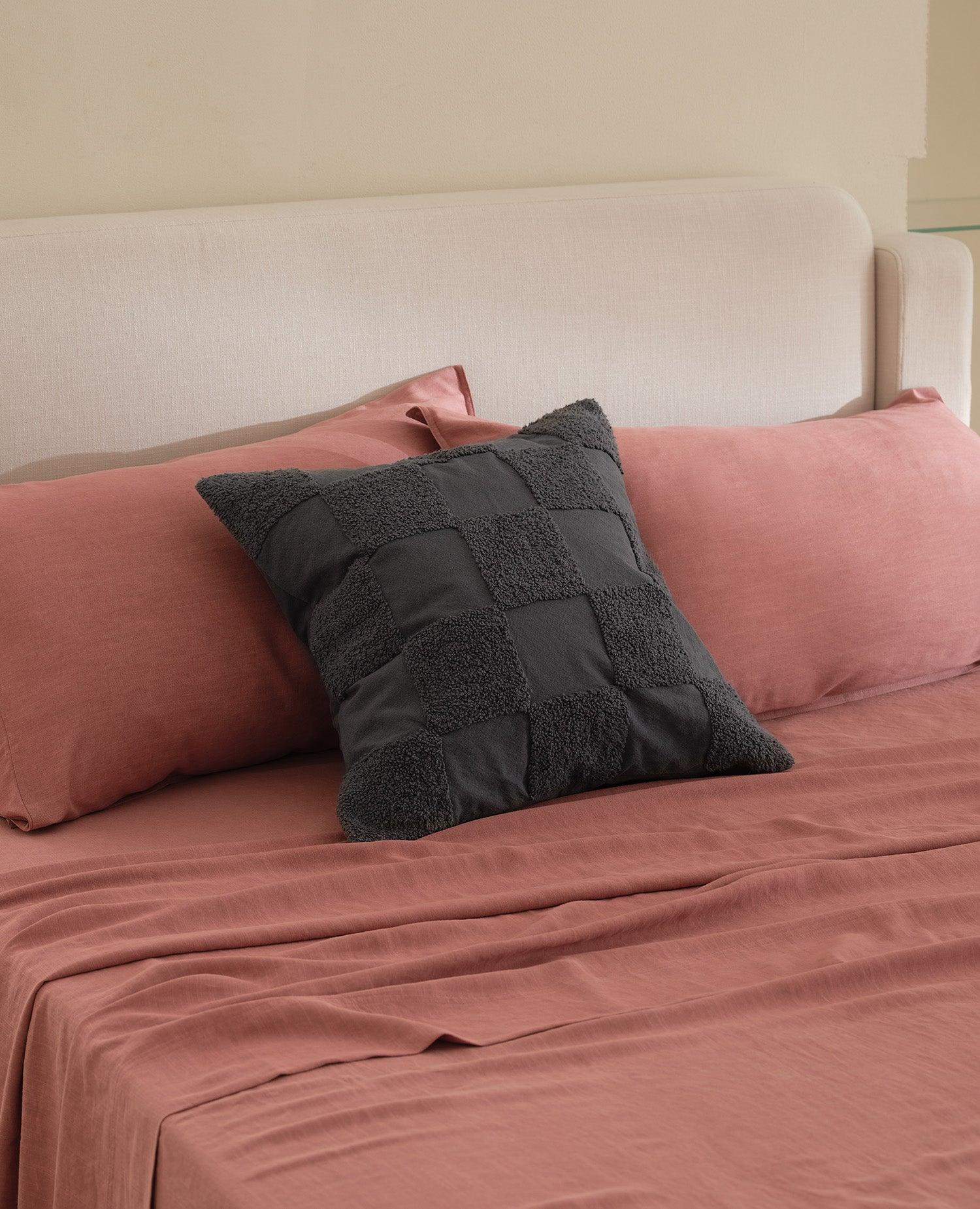 Tufted Checkered Cotton Throw Pillow Cover - Double Stitch By Bedsure