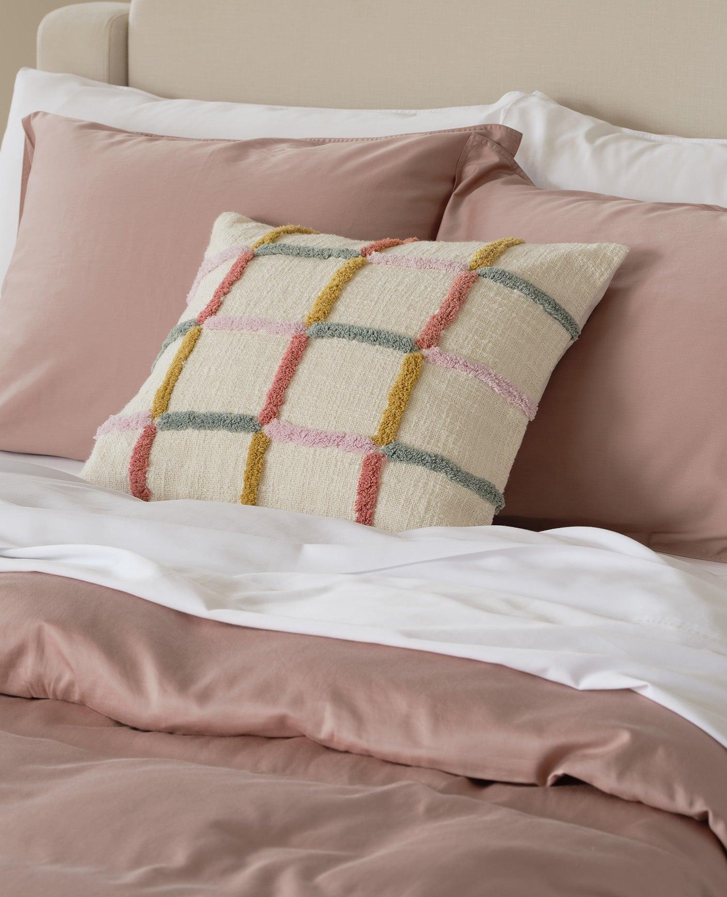 Tufted Checkered Cotton Throw Pillow Cover - Double Stitch By Bedsure