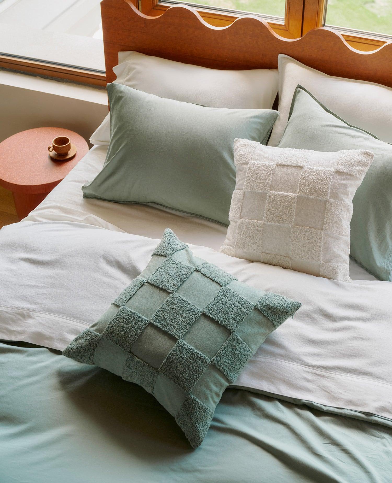 Tufted Checkered Cotton Throw Pillow Cover - Double Stitch By Bedsure
