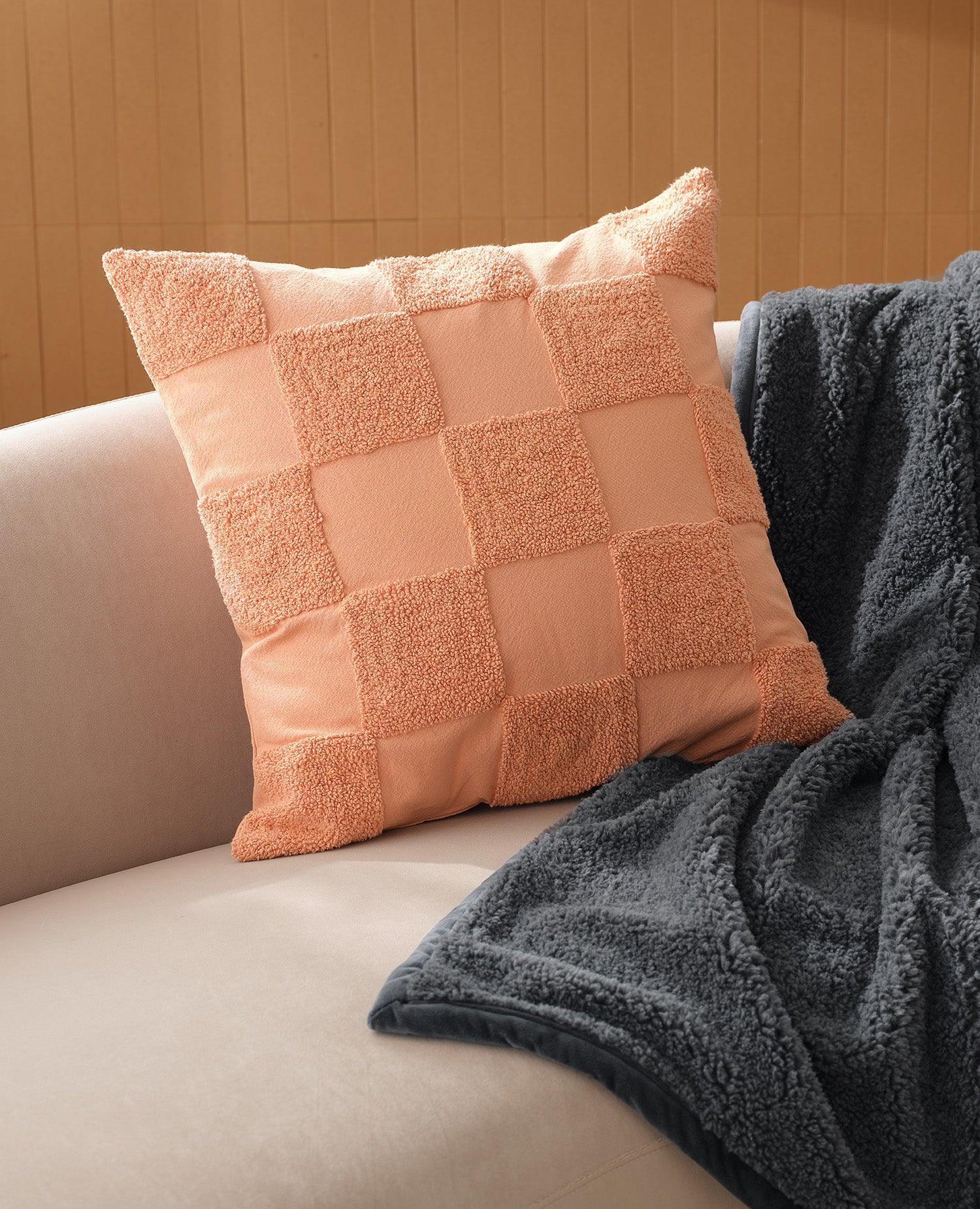 Tufted Checkered Cotton Throw Pillow Cover - Double Stitch By Bedsure