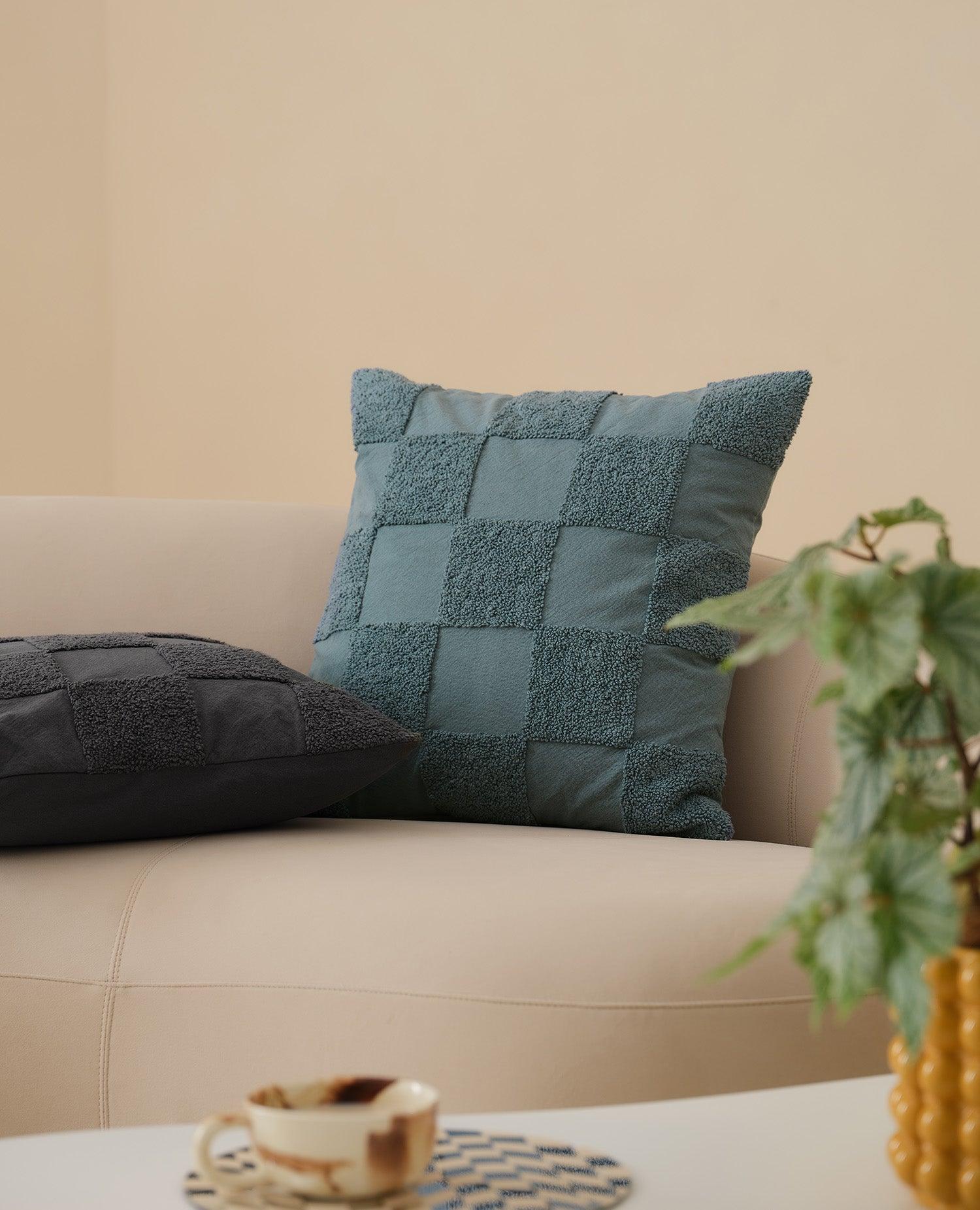 Tufted Checkered Cotton Throw Pillow Cover - Double Stitch By Bedsure