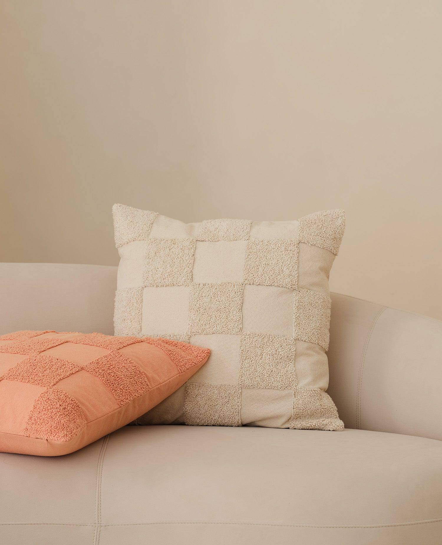 Tufted Checkered Cotton Throw Pillow Cover - Double Stitch By Bedsure