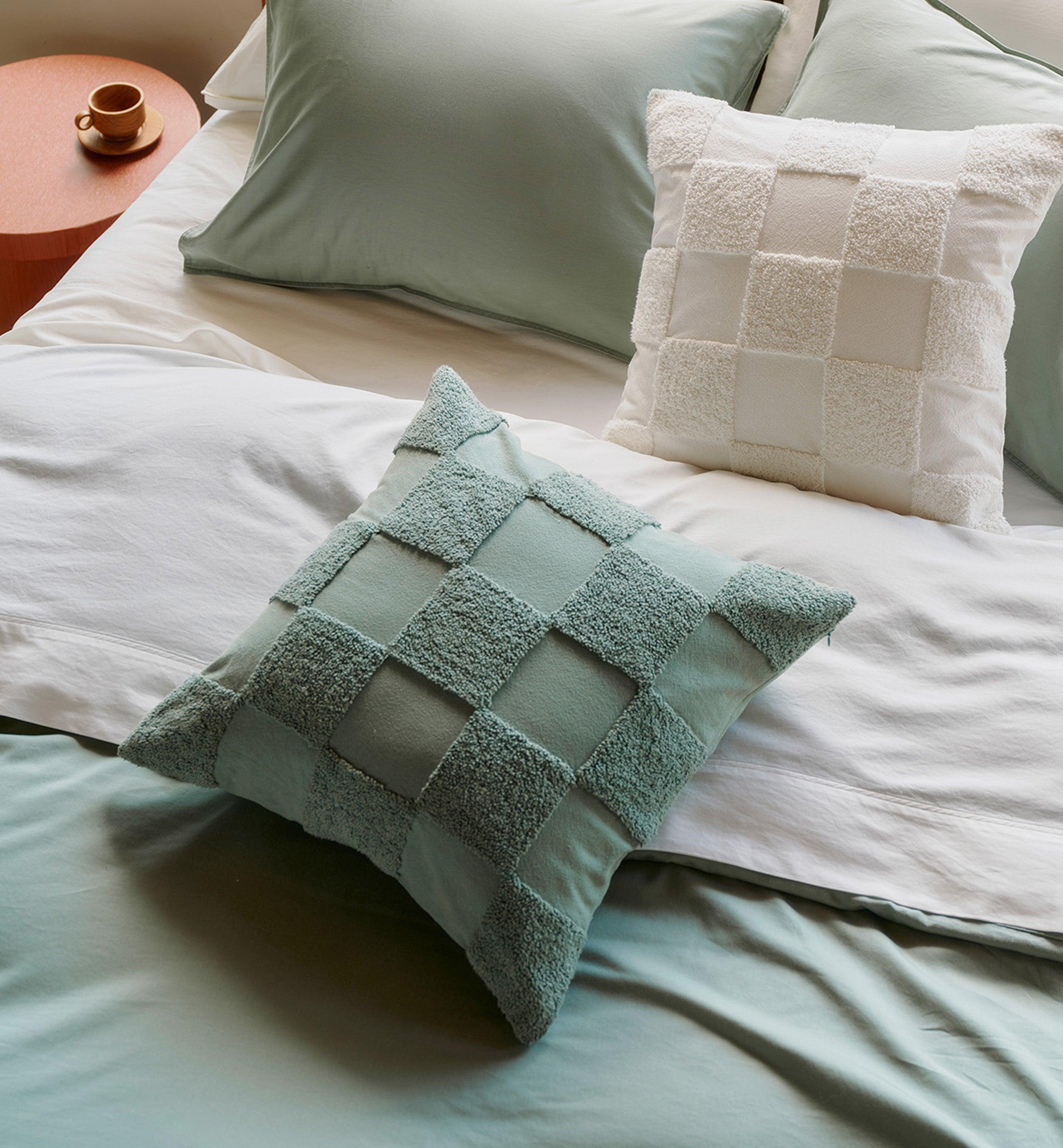 Tufted Checkered Cotton Throw Pillow Cover - Double Stitch By Bedsure