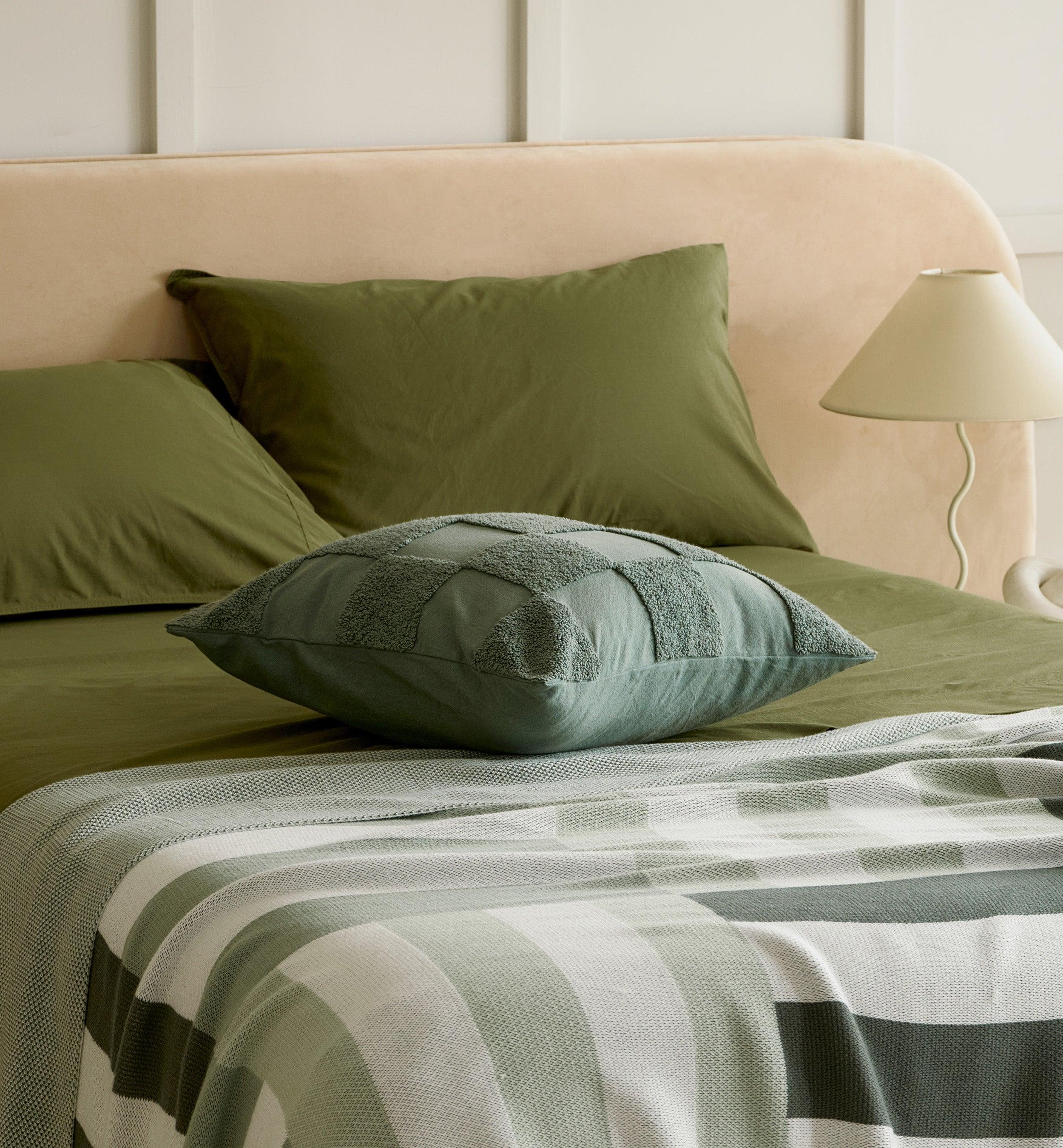 Tufted Checkered Cotton Throw Pillow Cover - Double Stitch By Bedsure