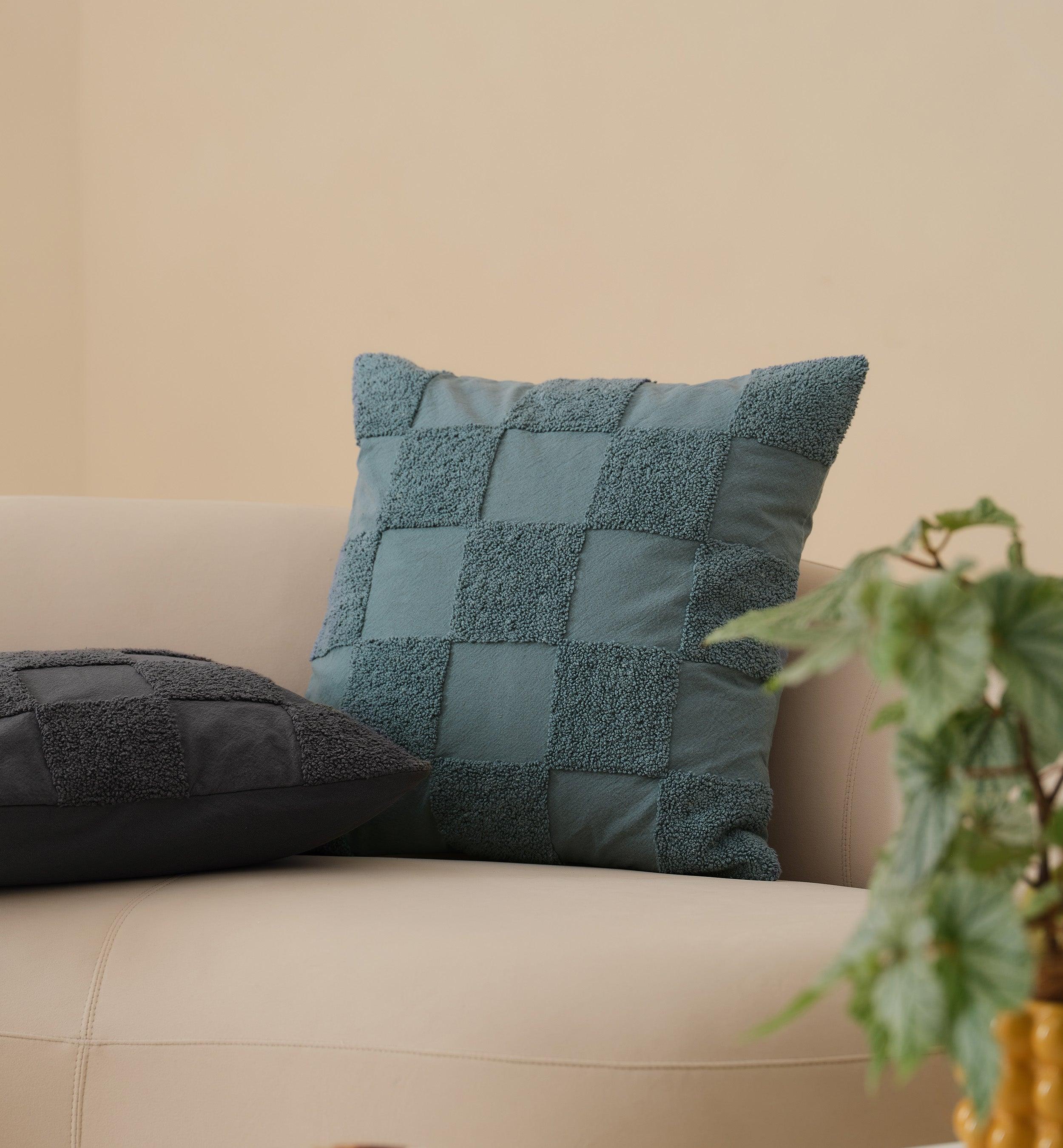 Tufted Checkered Cotton Throw Pillow Cover - Double Stitch By Bedsure